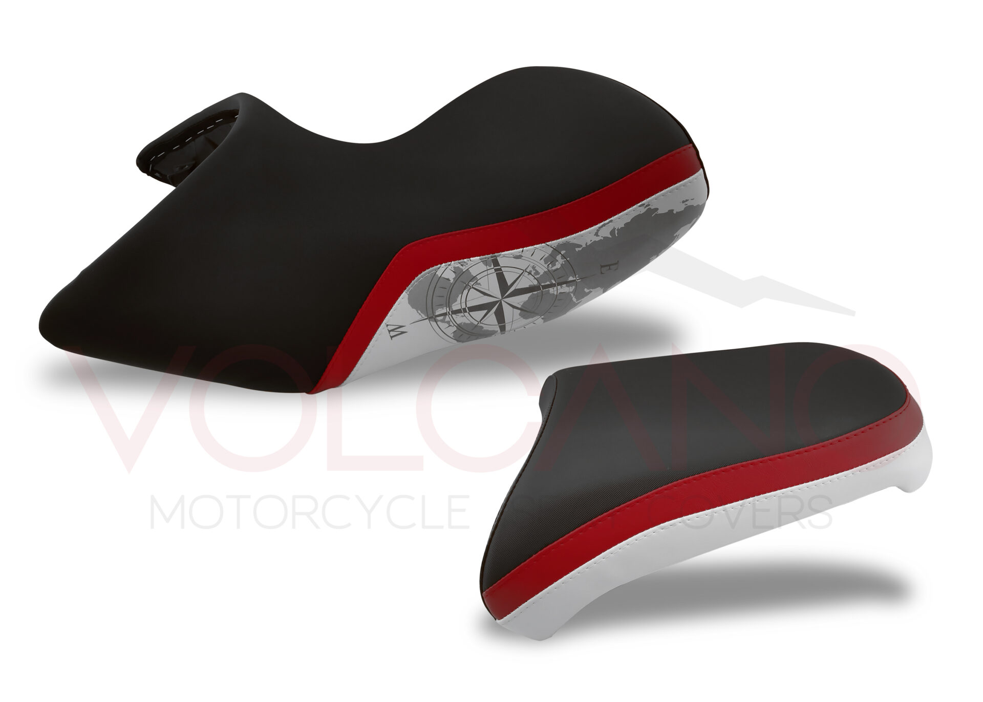 Rivestimento sella BMW GS Adventure con grafica mappa del mondo e rosa dei venti