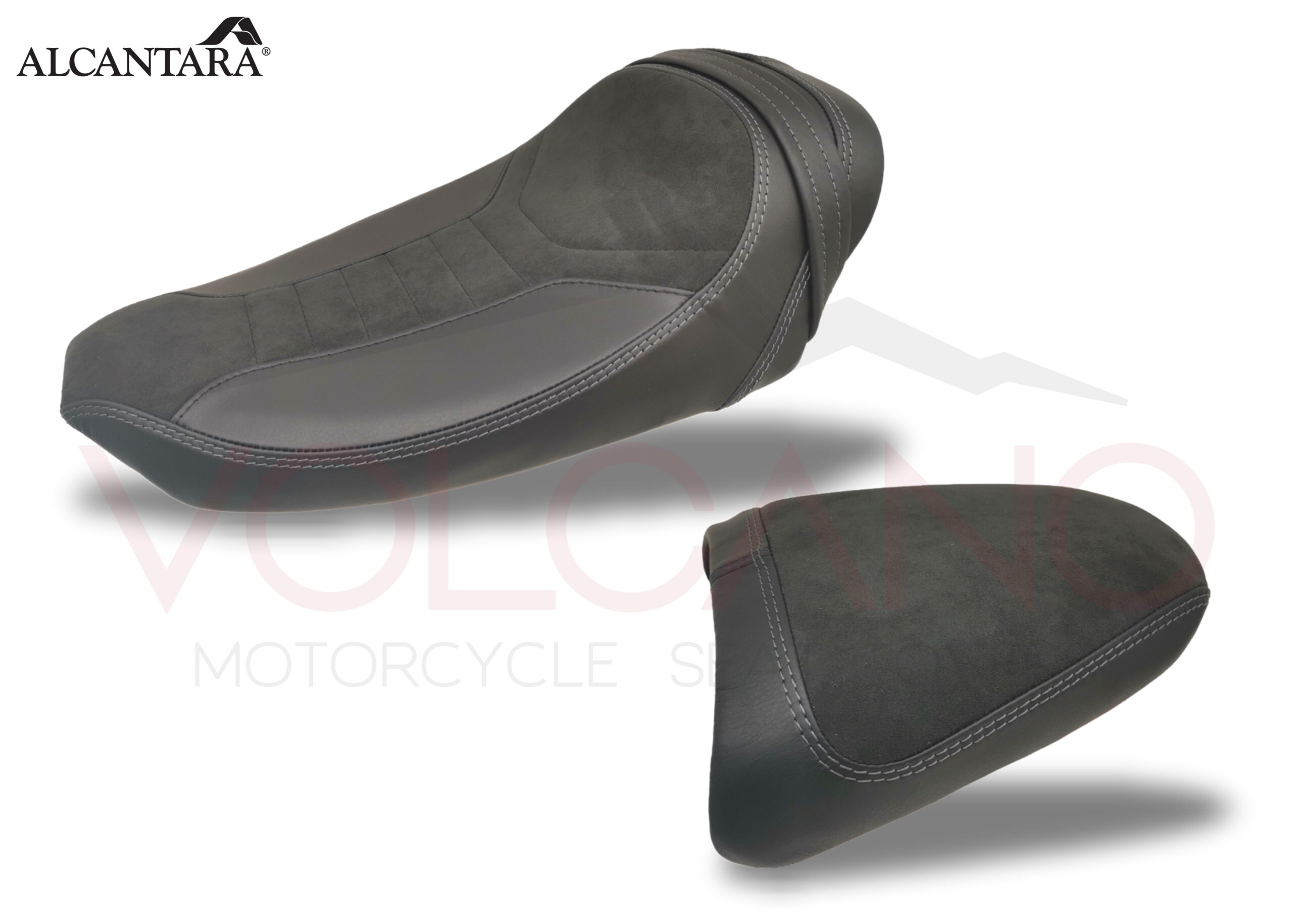 Set rivestimento sella in Alcantara nero con cuciture chiare per Harley XR 1200