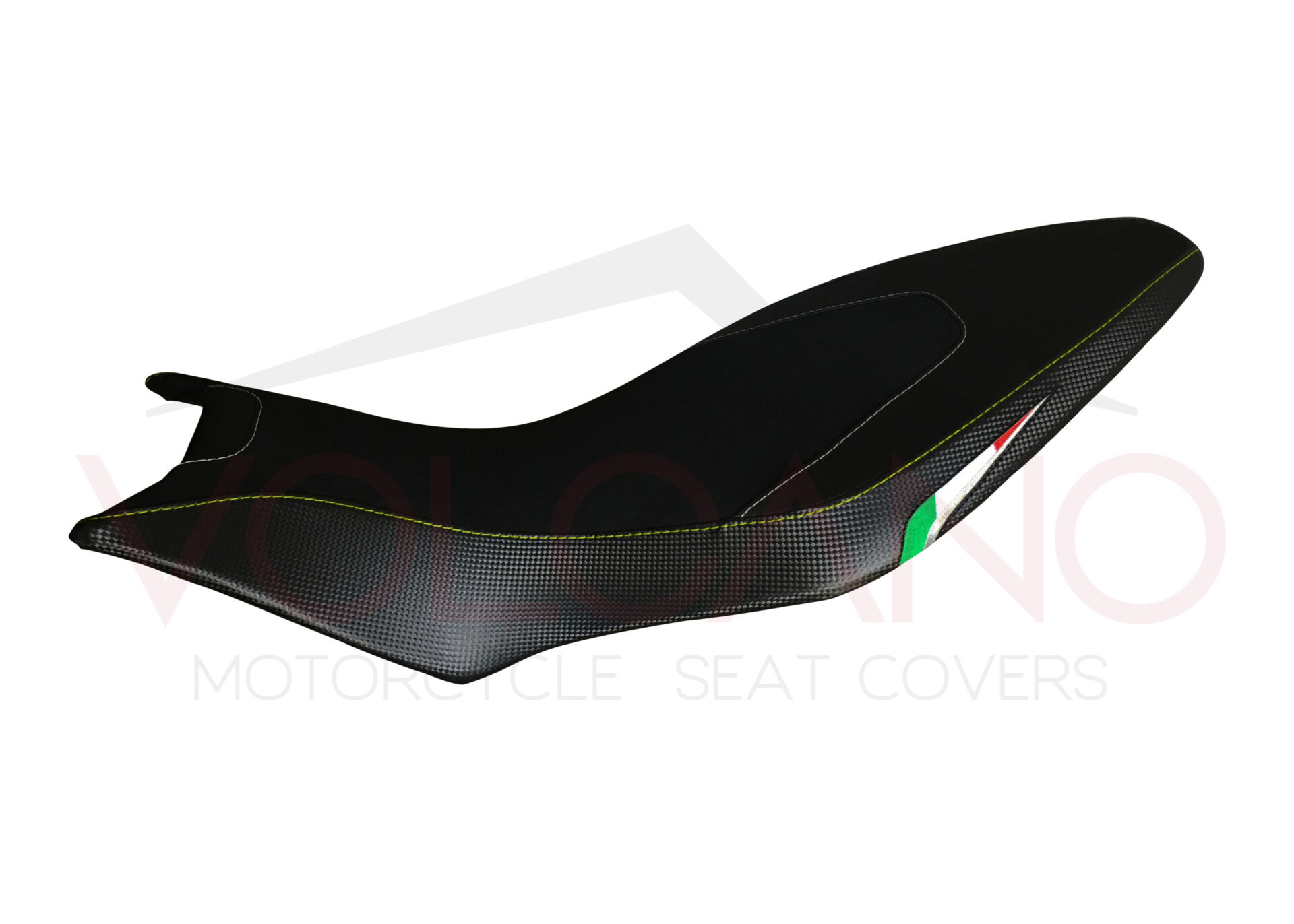 Seat cover per Aprilia Dorsoduro 750 con seduta in neoprene e fasce carbon look.