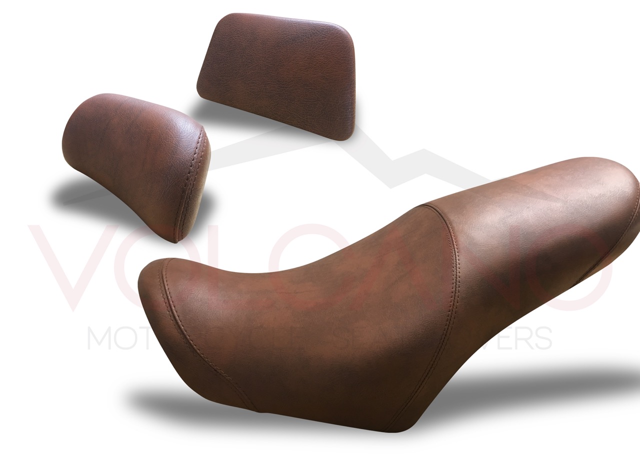 Rivestimento sella Moto Guzzi California Stone 1100 in similpelle effetto invecchiato marrone.