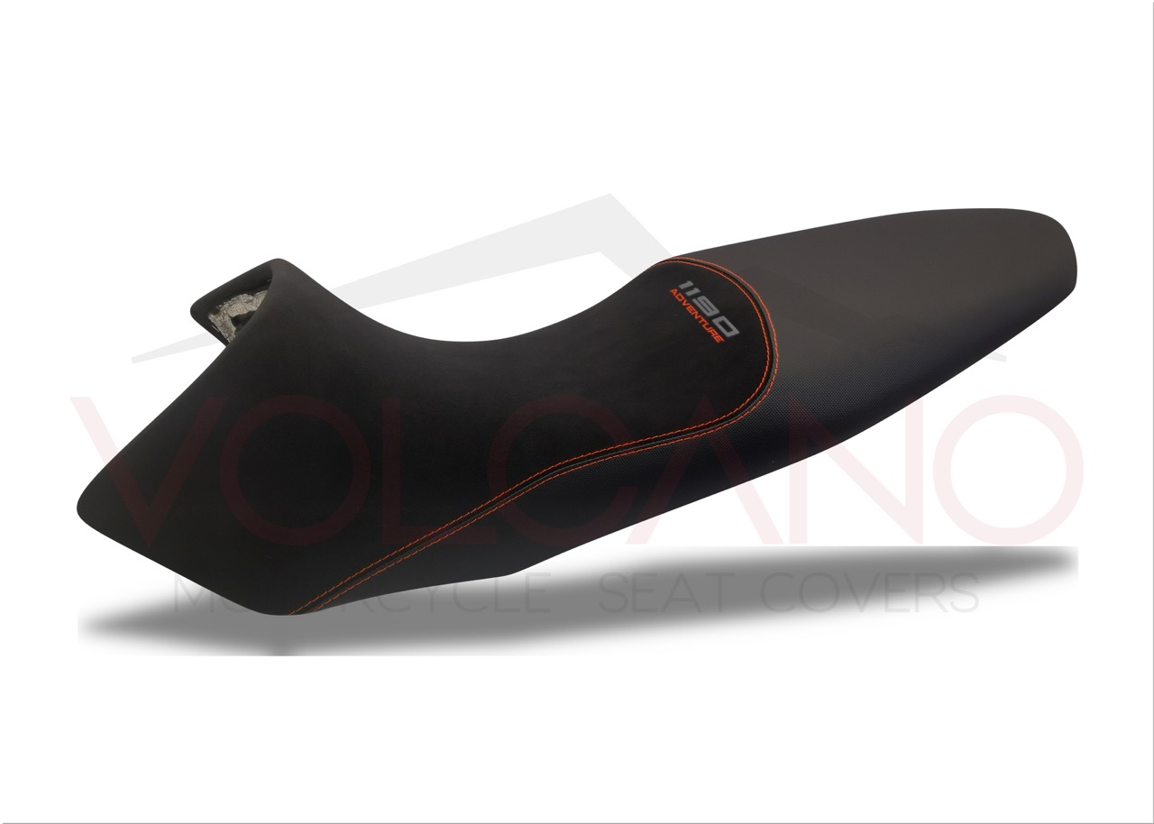Seat cover nero con cuciture arancioni e ricamo 1190 Adventure