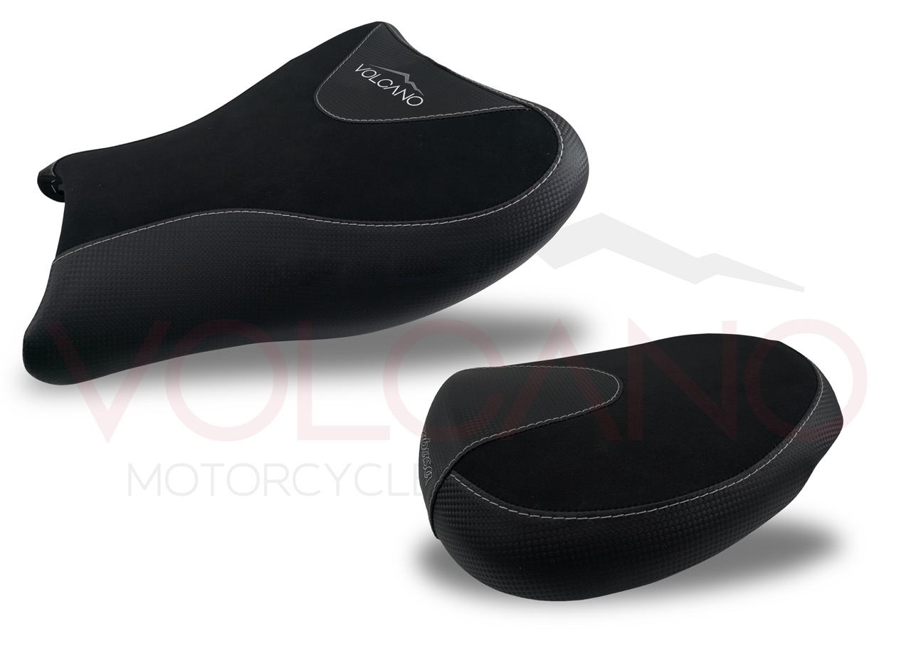 Set rivestimenti sella pilota e passeggero per Suzuki Hayabusa Gen 2 nero con cuciture grigie