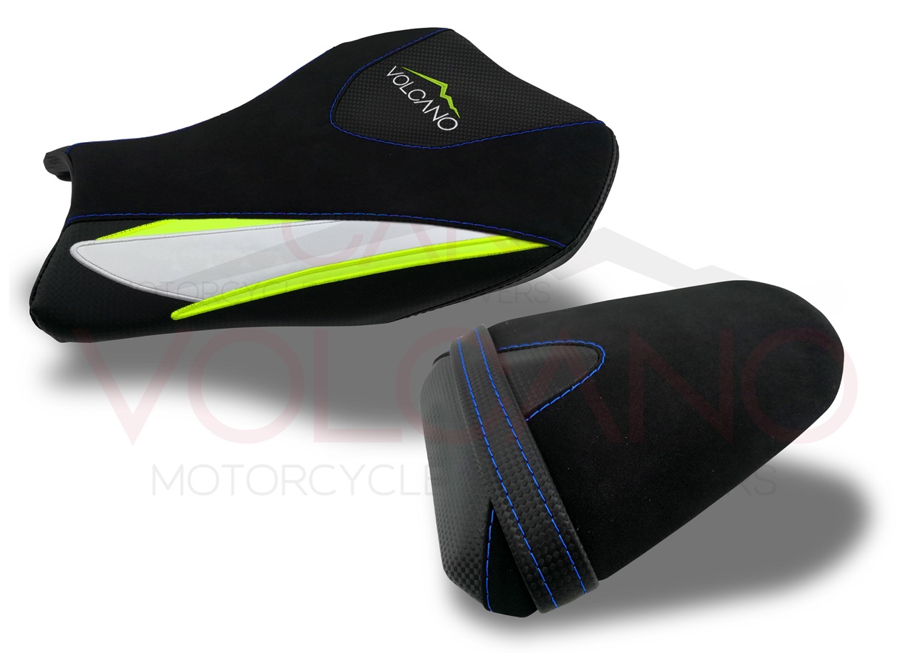 Rivestimento sella Volcano per Suzuki GSX-R 1000 con finitura carbon look e grip.