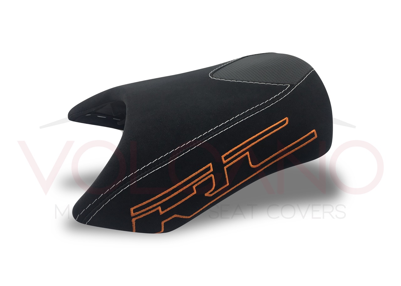 Rivestimento sella nero e arancione per KTM RC con cuciture bianche
