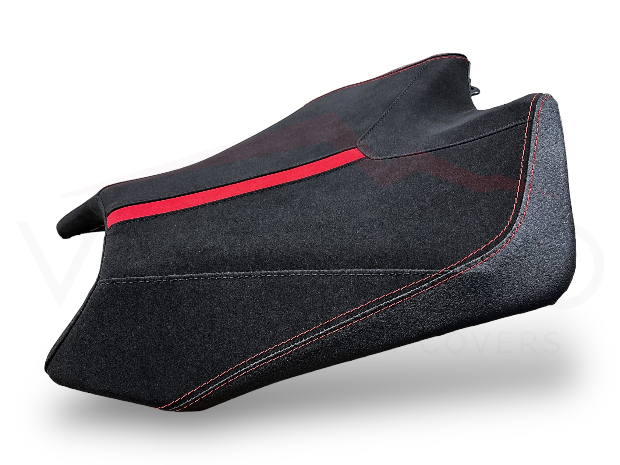 Rivestimento sella artigianale nero con cuciture per Aprilia Tuono RSV4 2009-2020.