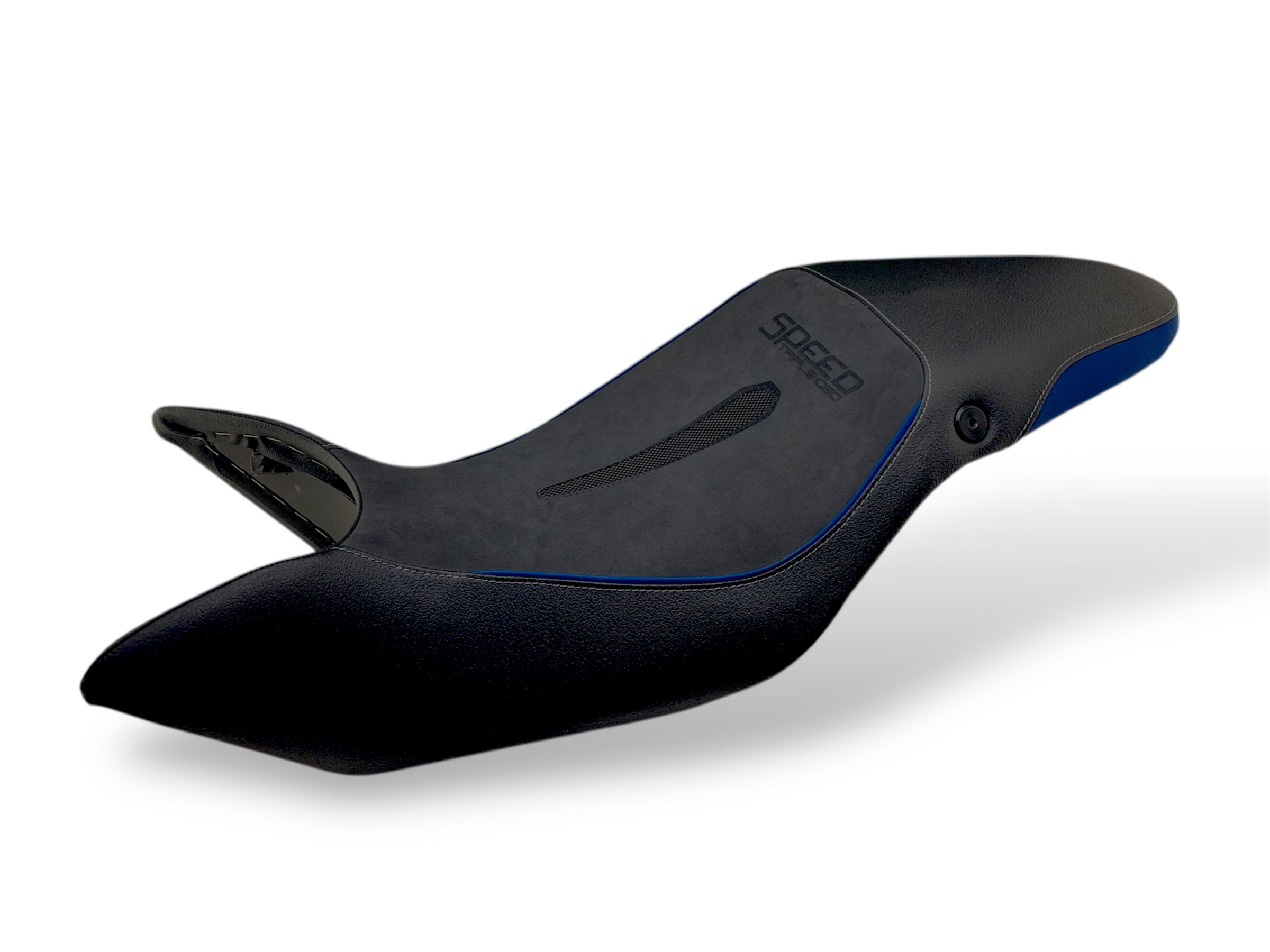 Rivestimento sella artigianale Volcano Industry per Triumph Speed Triple 1050 nero e carbonio.
