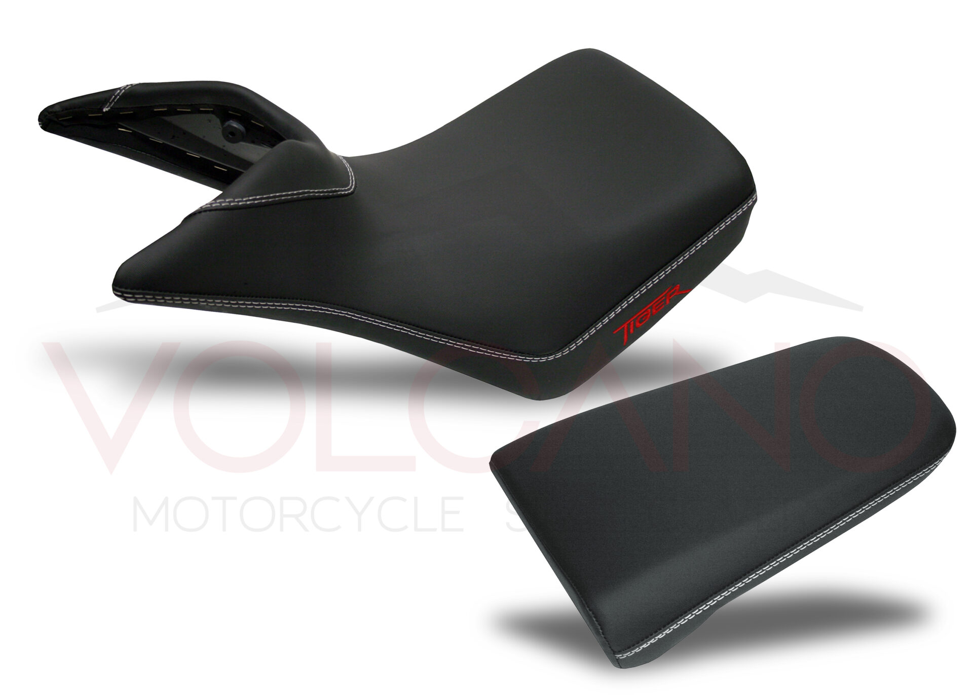 Rivestimento sella Triumph Tiger 800 con texture carbonio e materiali tecnici