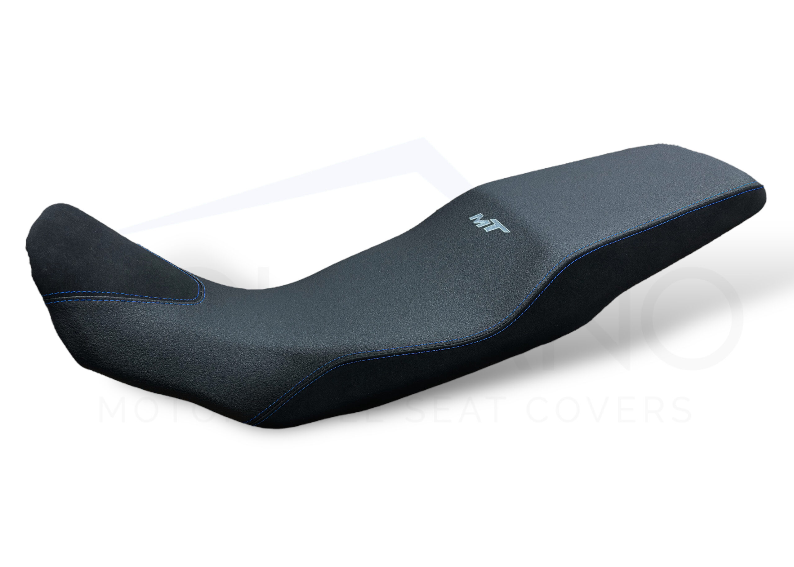 Rivestimento sella nero con logo MT e cuciture blu per CF MOTO MT 450