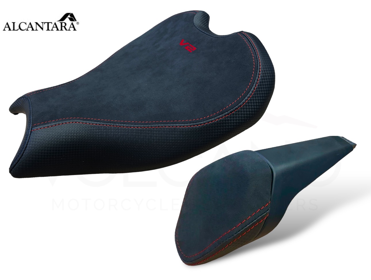 SEAT COVER PER DUCATI PANIGALE V2 955 con dettagli rossi e carbon look
