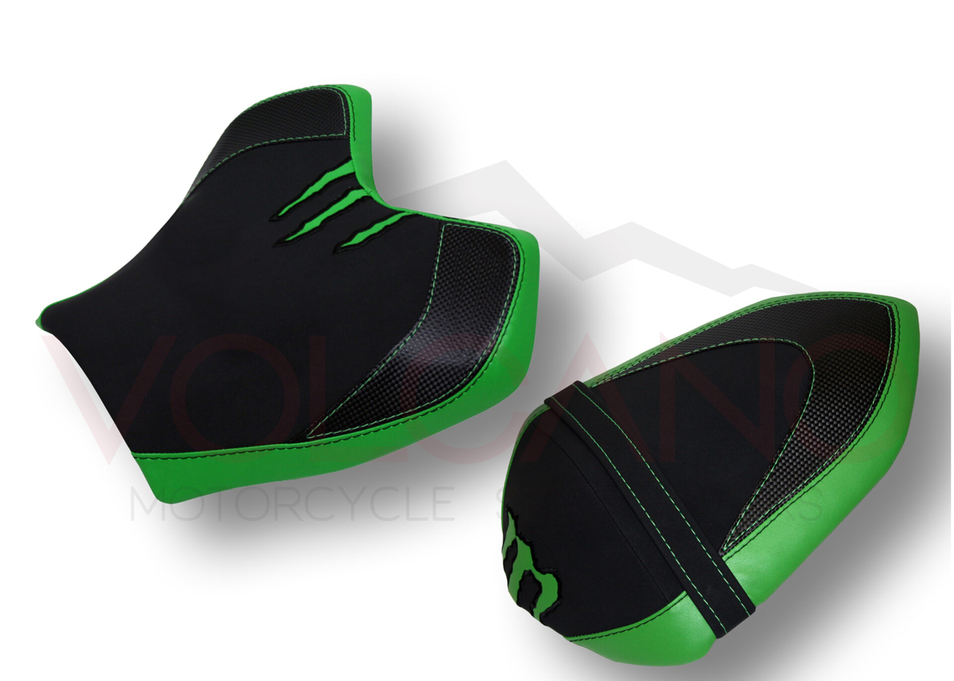 Seat Cover Kawasaki Z 750 con pannelli carbon look e bordi verdi