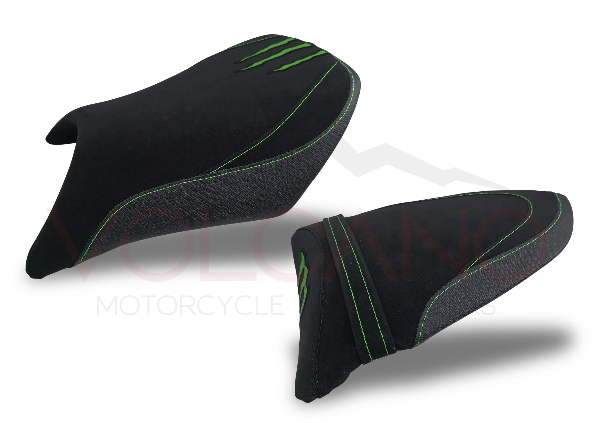 Seat Cover per Kawasaki NINJA ZX6R con cuciture verdi e inserti grip