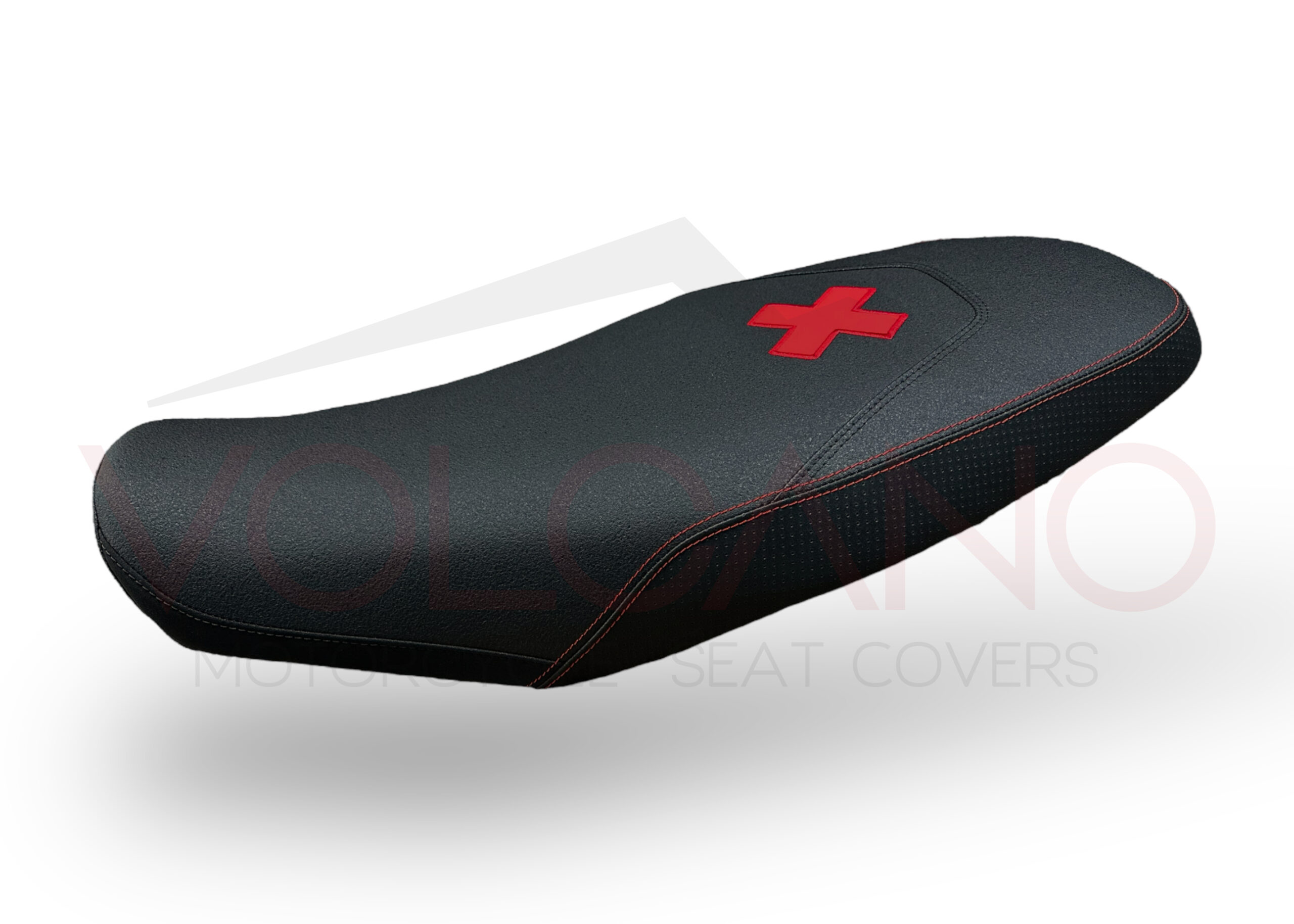 SEAT COVER PER DUCATI SCRAMBLER 800 con logo X rosso e materiale grip.