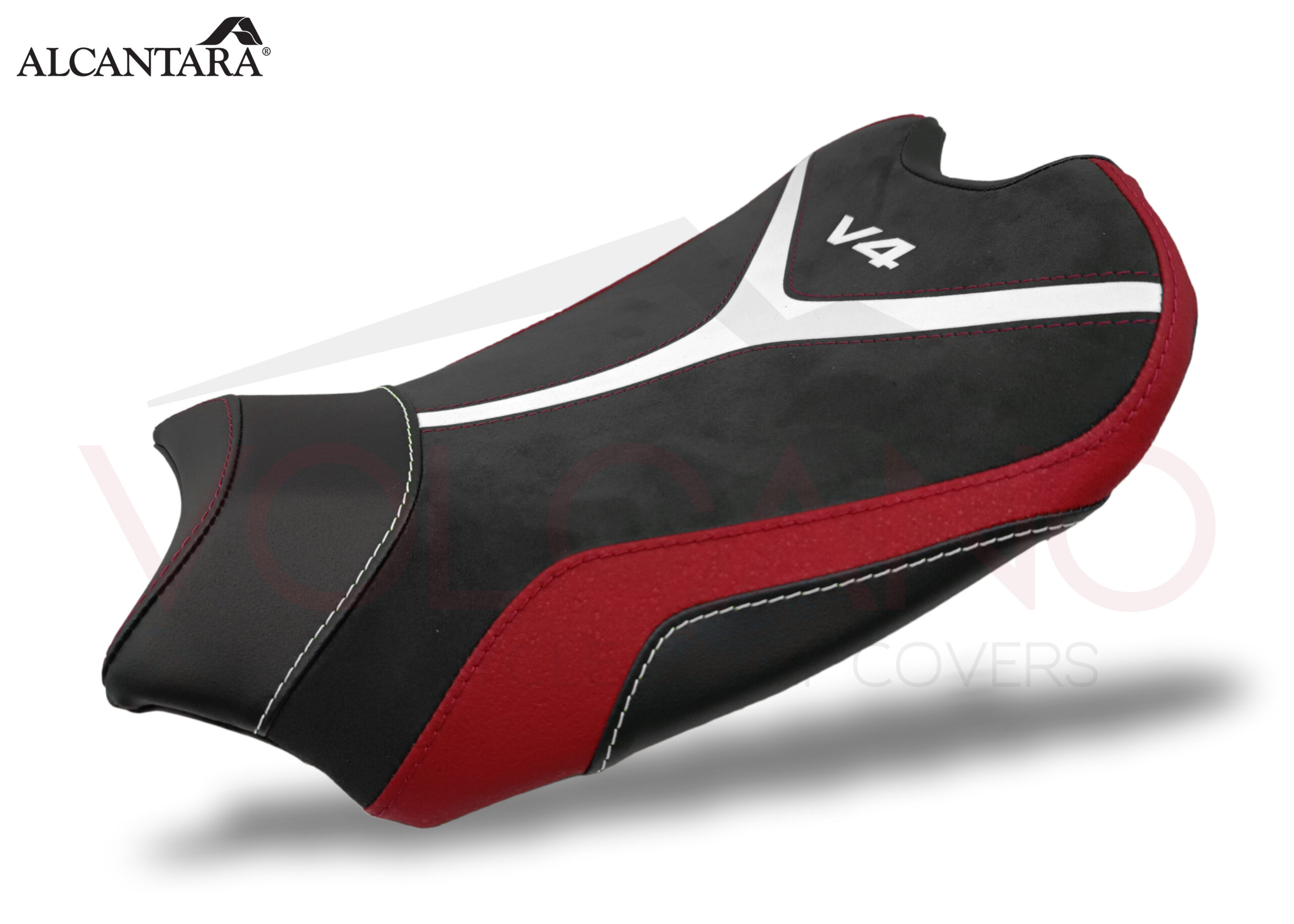 Seat Cover per Ducati PANIGALE V4 in Alcantara nera e logo bianco