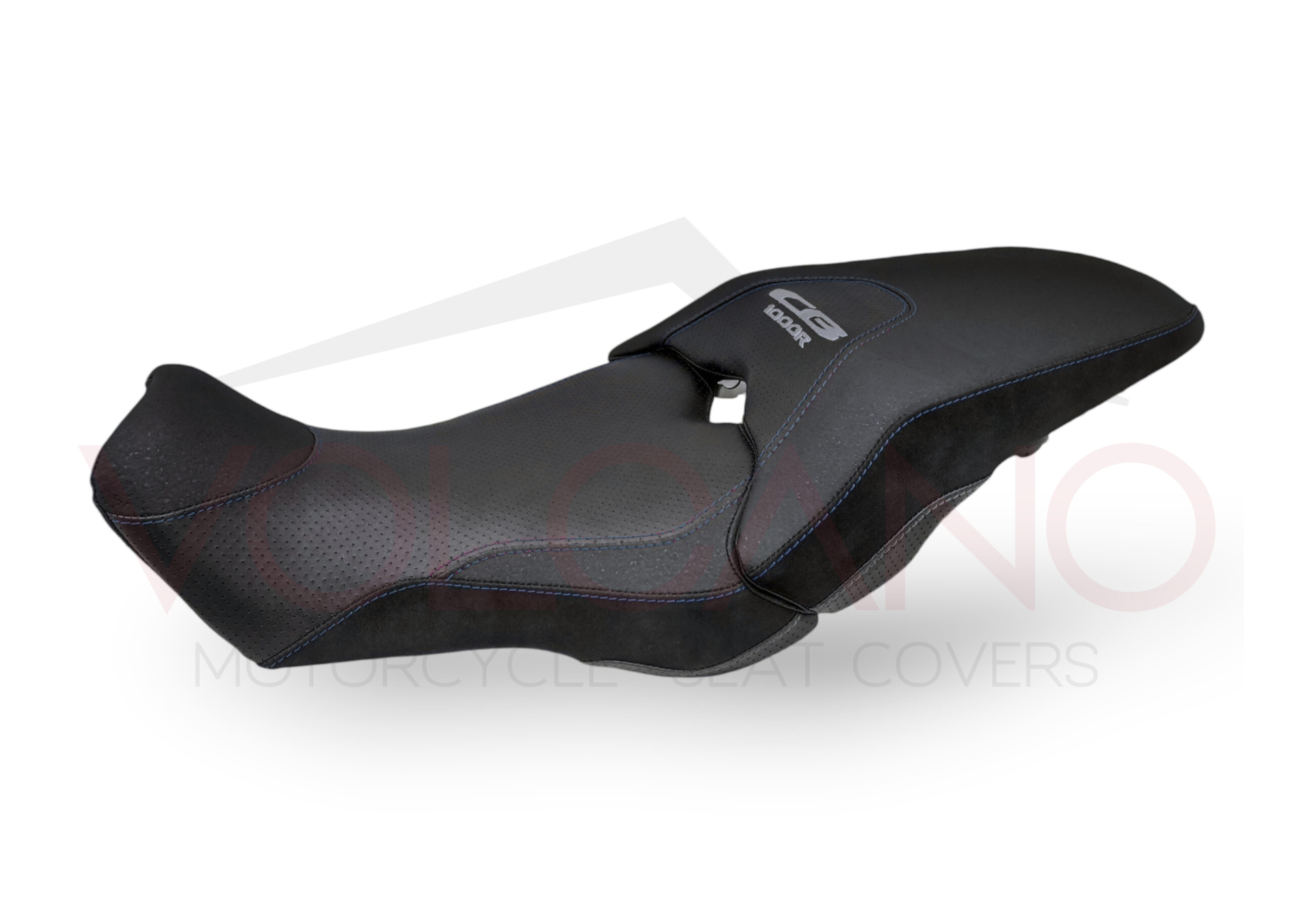 R seat cover honda cb 1000 nera con cuciture blu e logo
