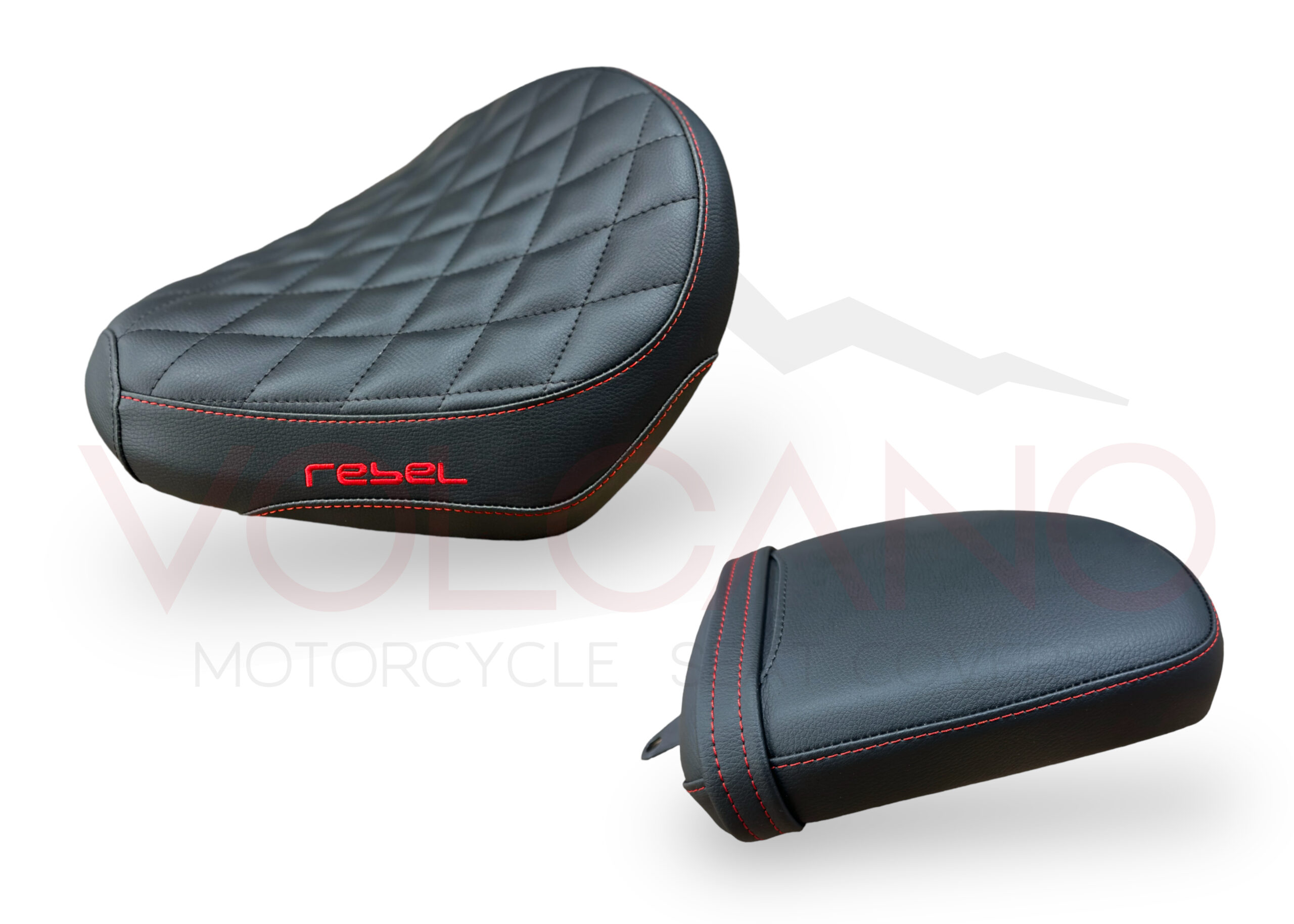 Rebel seat cover honda cmx 1100 nera con cuciture rosse trapuntate a