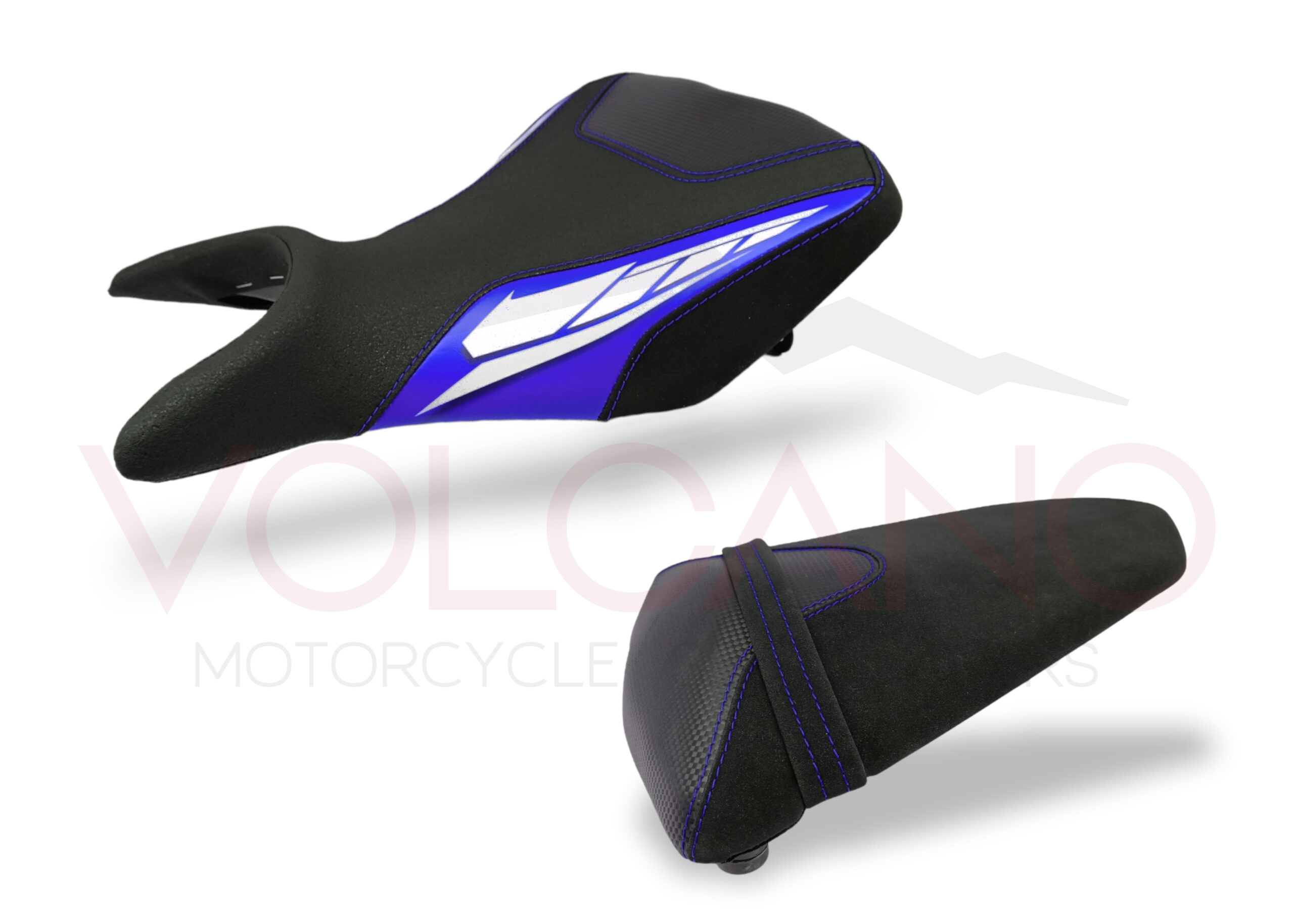 Seat cover Yamaha YZF R3 con grafiche blu e argento racing