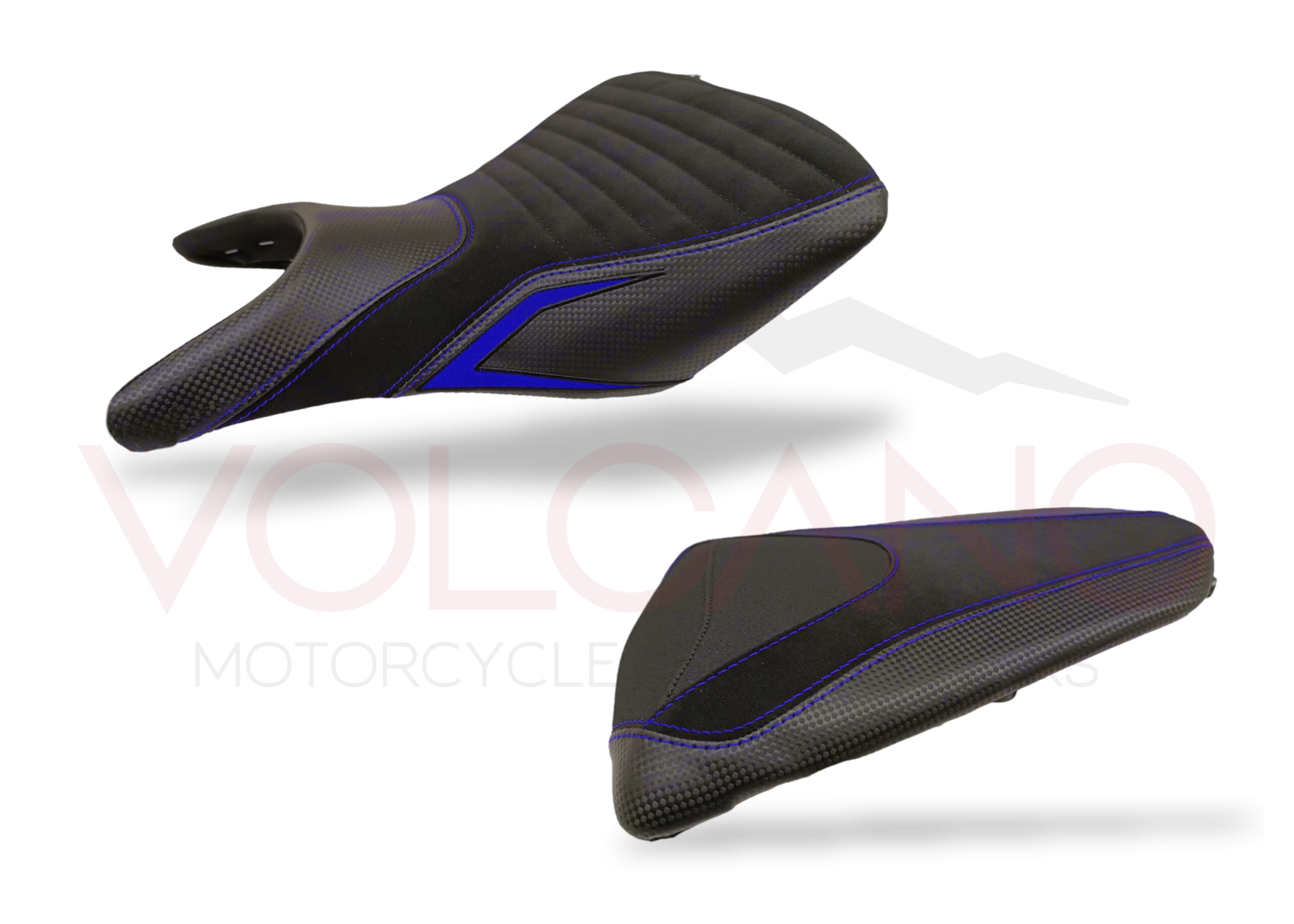 Seat cover nero e blu per Yamaha MT 03 con inserti carbon look