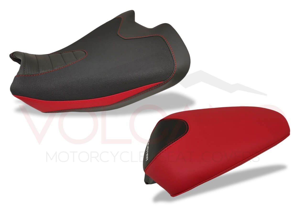SEAT COVER PER DUCATI MONSTER 937 con dettagli in carbon look nero.