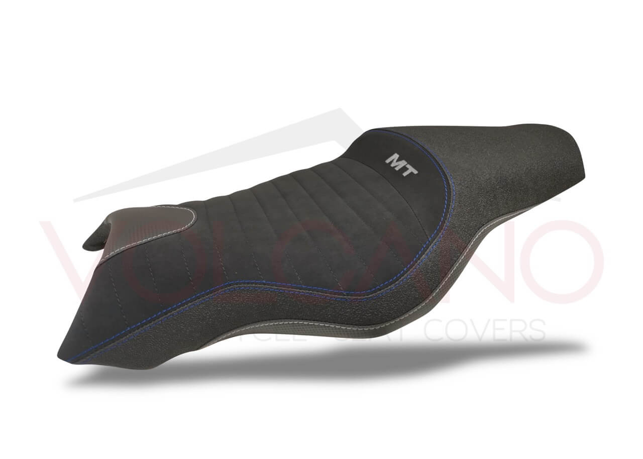 Seat Cover Volcano Industry per Yamaha MT 10 con logo MT e cuciture blu