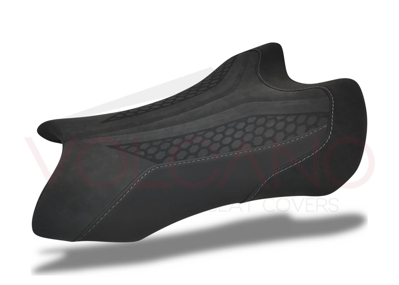 Seat Cover Kawasaki NINJA ZX10R 2021-2022 in Alcantara nero con ricamo esagonale