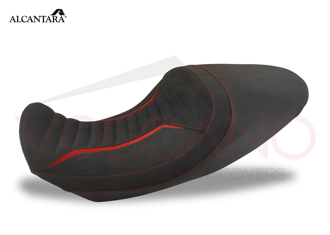 1260 Seat Cover per Ducati DIAVEL in Alcantara nera con cuciture a