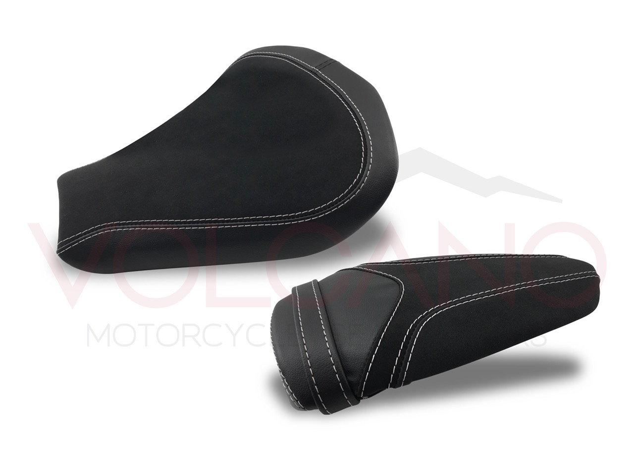 Seat Cover Mv Agusta F3 in vinile nero con cuciture rosse artigianali