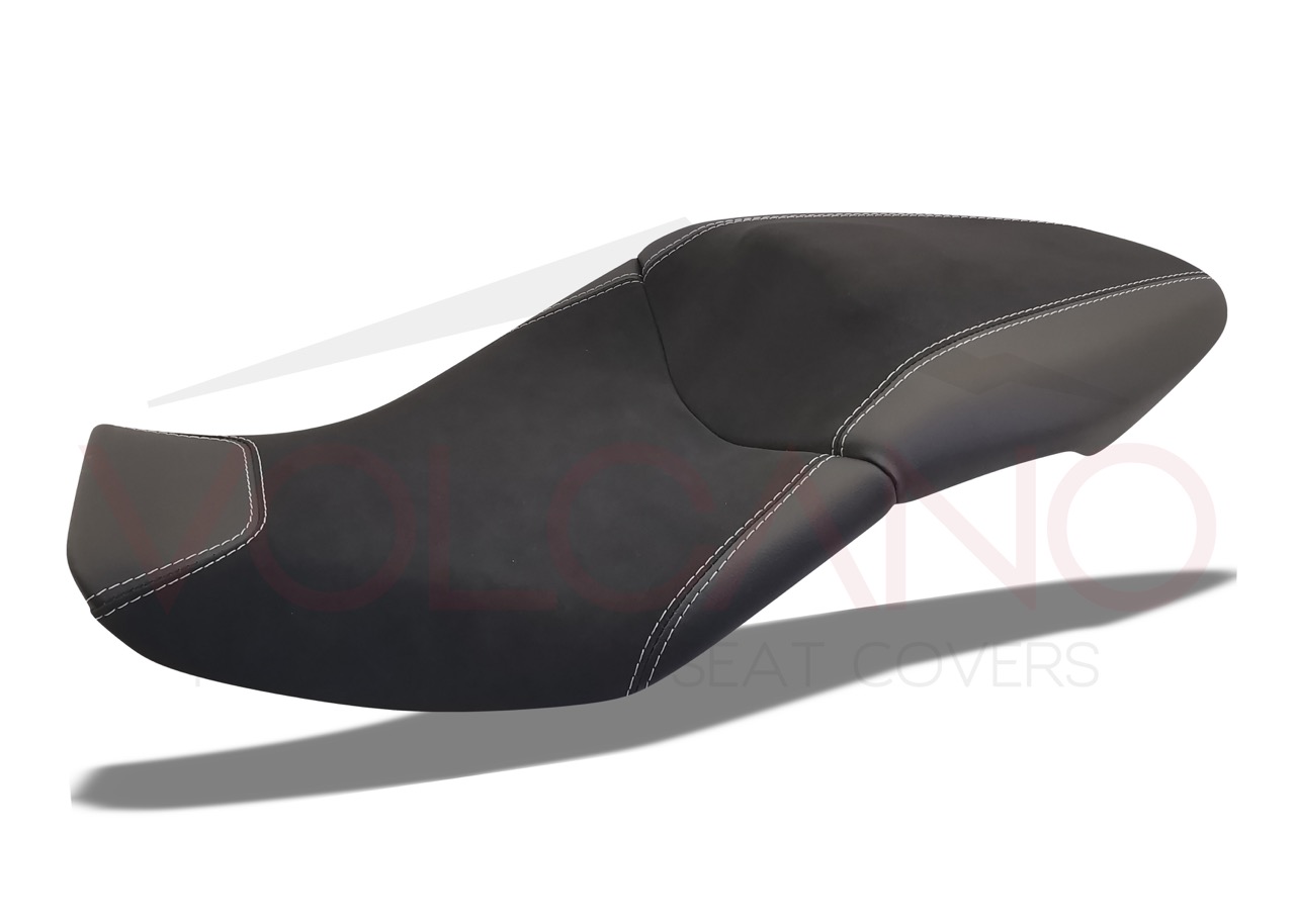 Seat cover nero opaco con cuciture bianche per BMW S 1000 XR