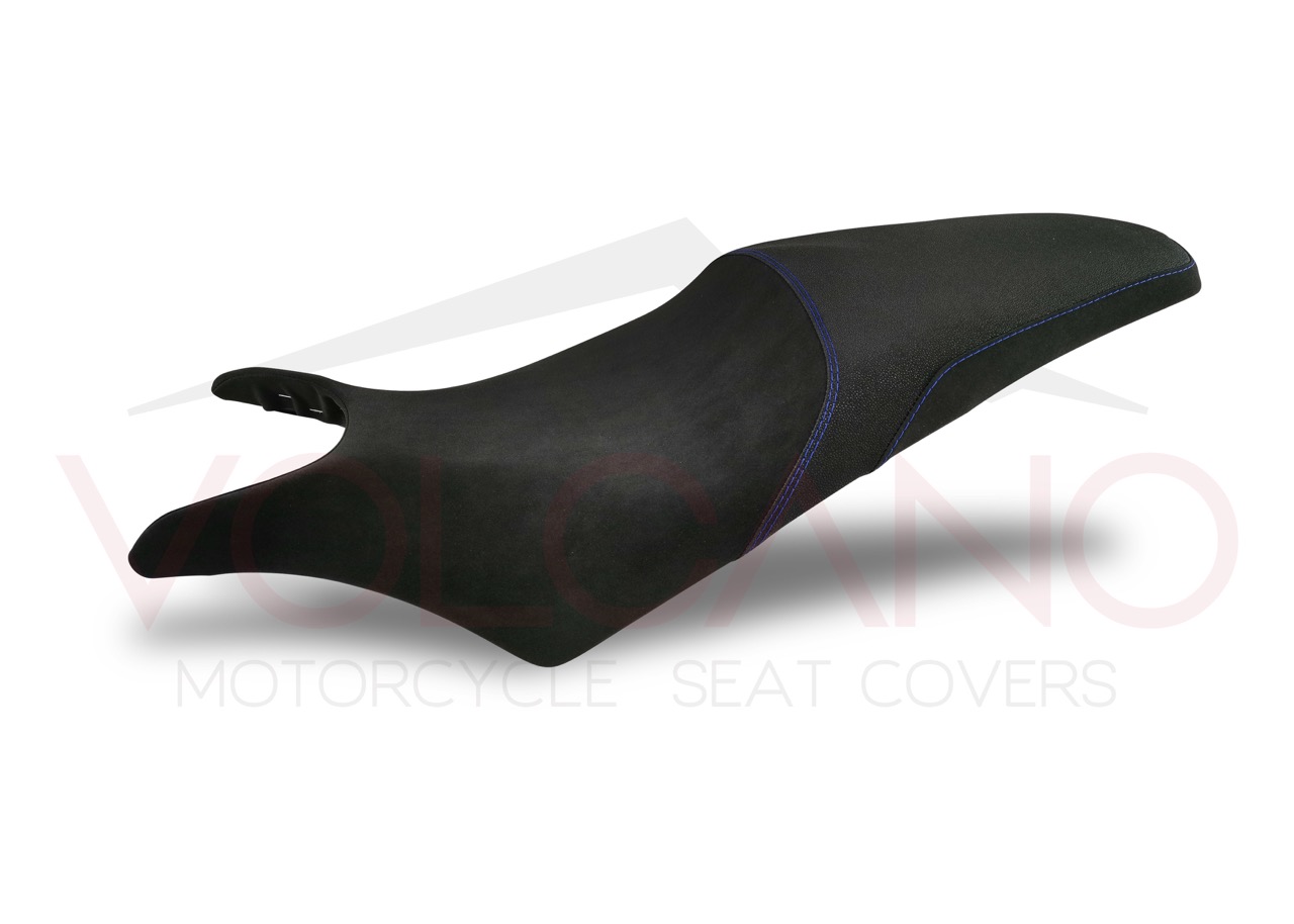 H038 Seat Cover per Honda HORNET 600 nero con cuciture blu rinforzate