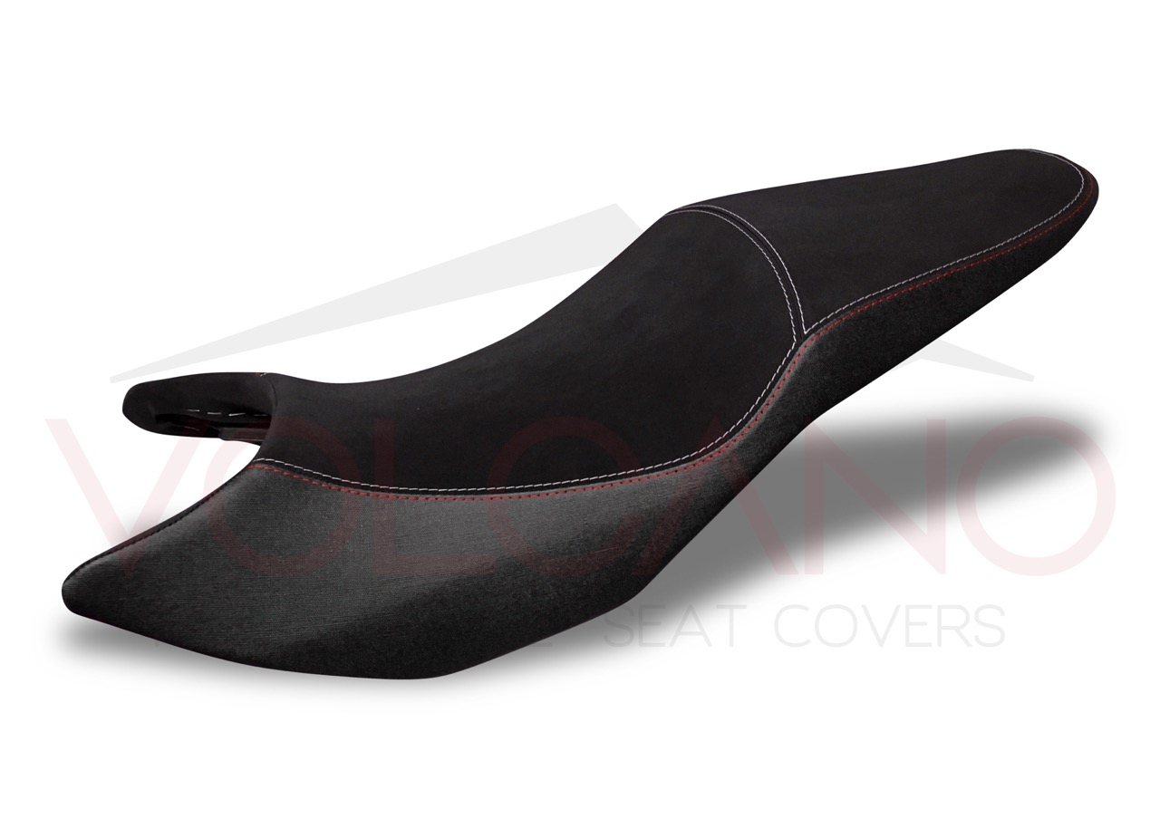 H015 Seat Cover Honda HORNET 600 con cuciture rosse e bianche su