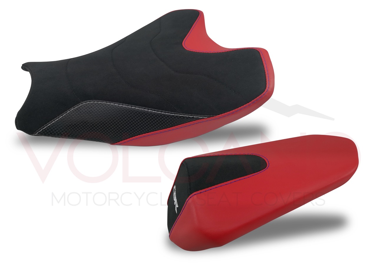 Seat Cover Honda CBR 1000RR nera e rossa con inserti carbon look
