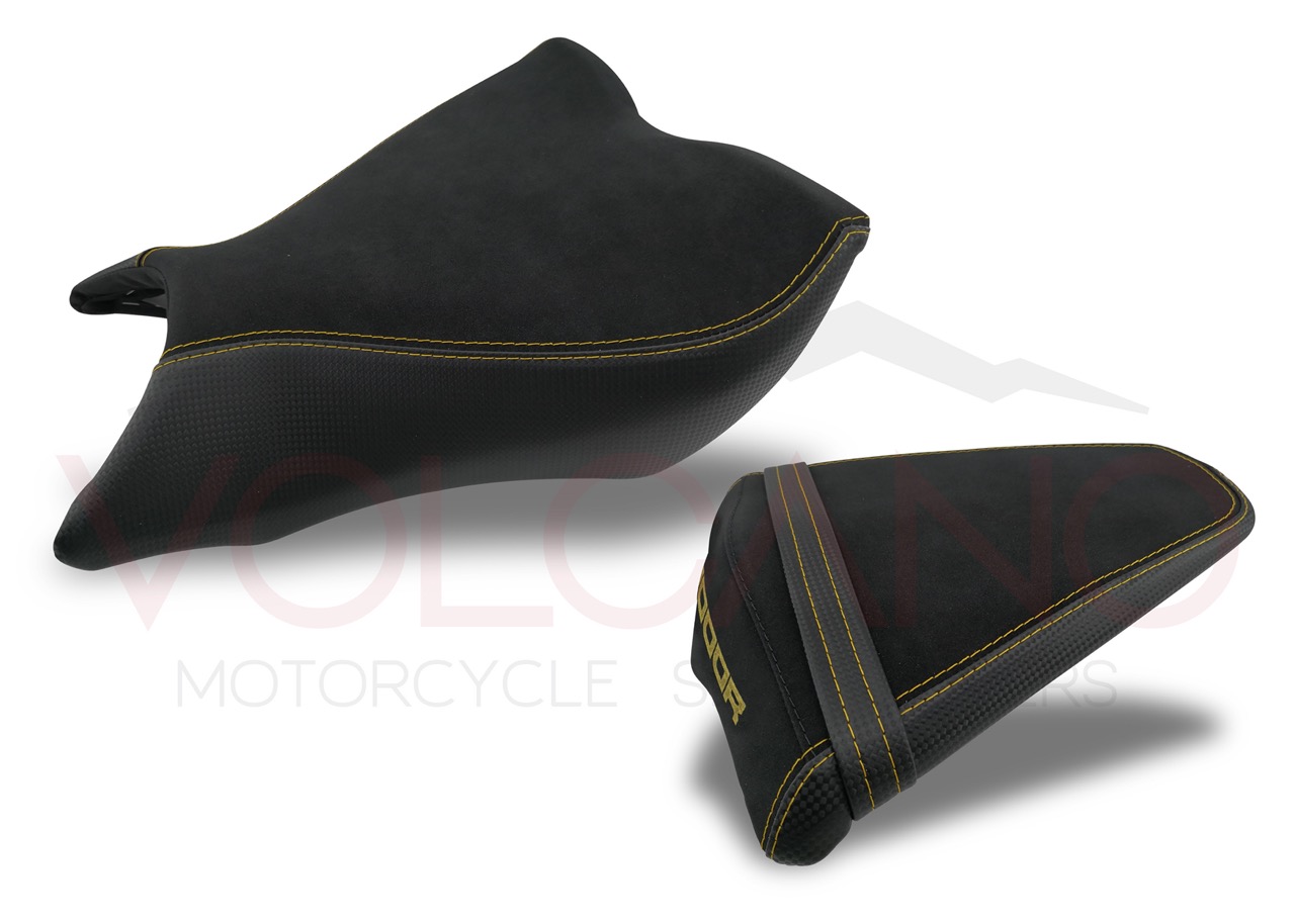 Seat Cover Honda CB 1000R con logo oro e cuciture gialle