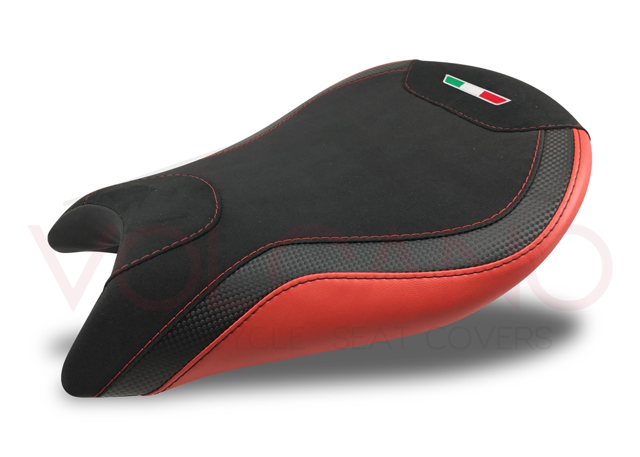 Seat Cover per Ducati STREETFIGHTER in neoprene nero e similpelle martellata.