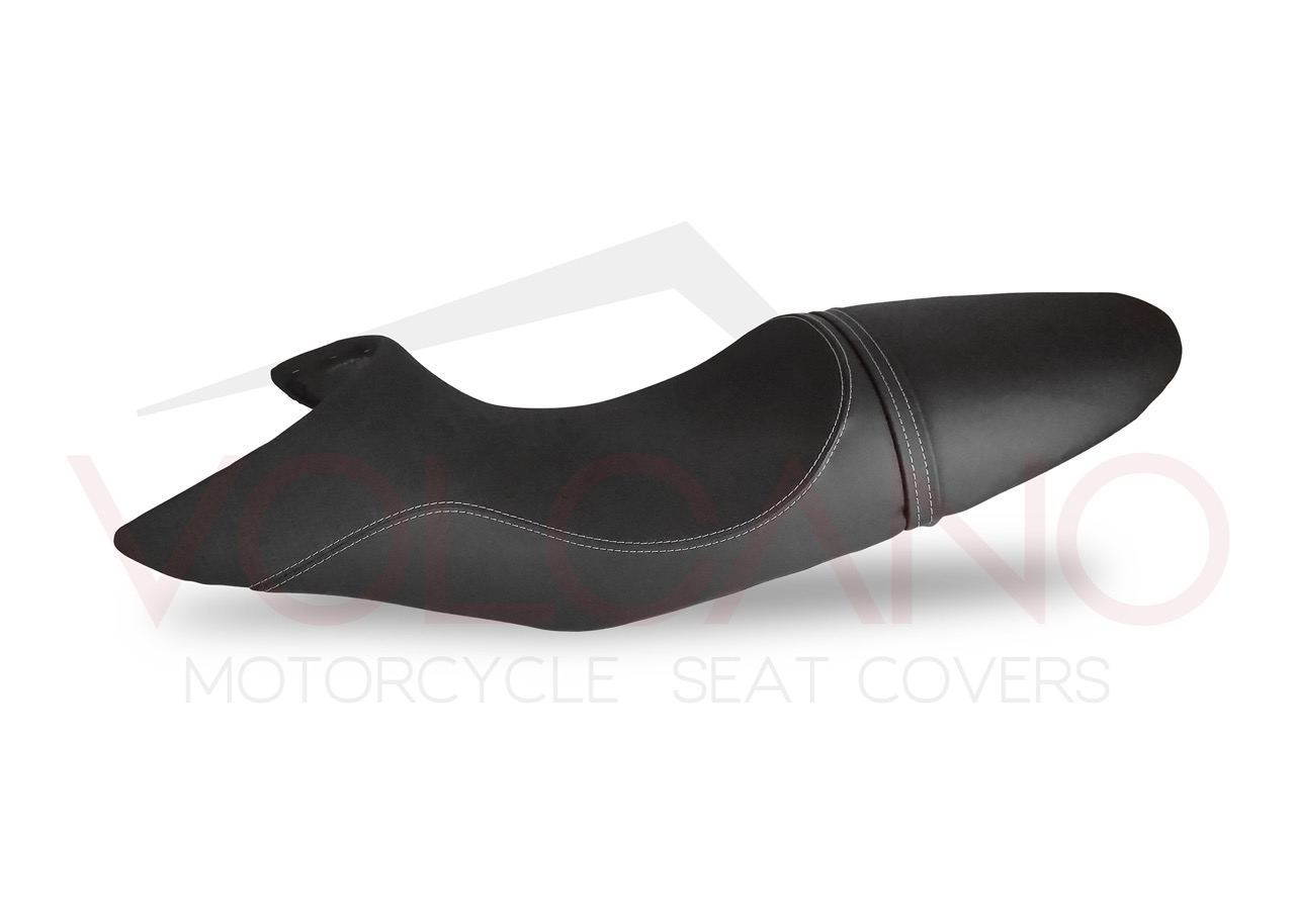 Rivestimento sella nero con doppie cuciture bianche per BMW R 1200 R.