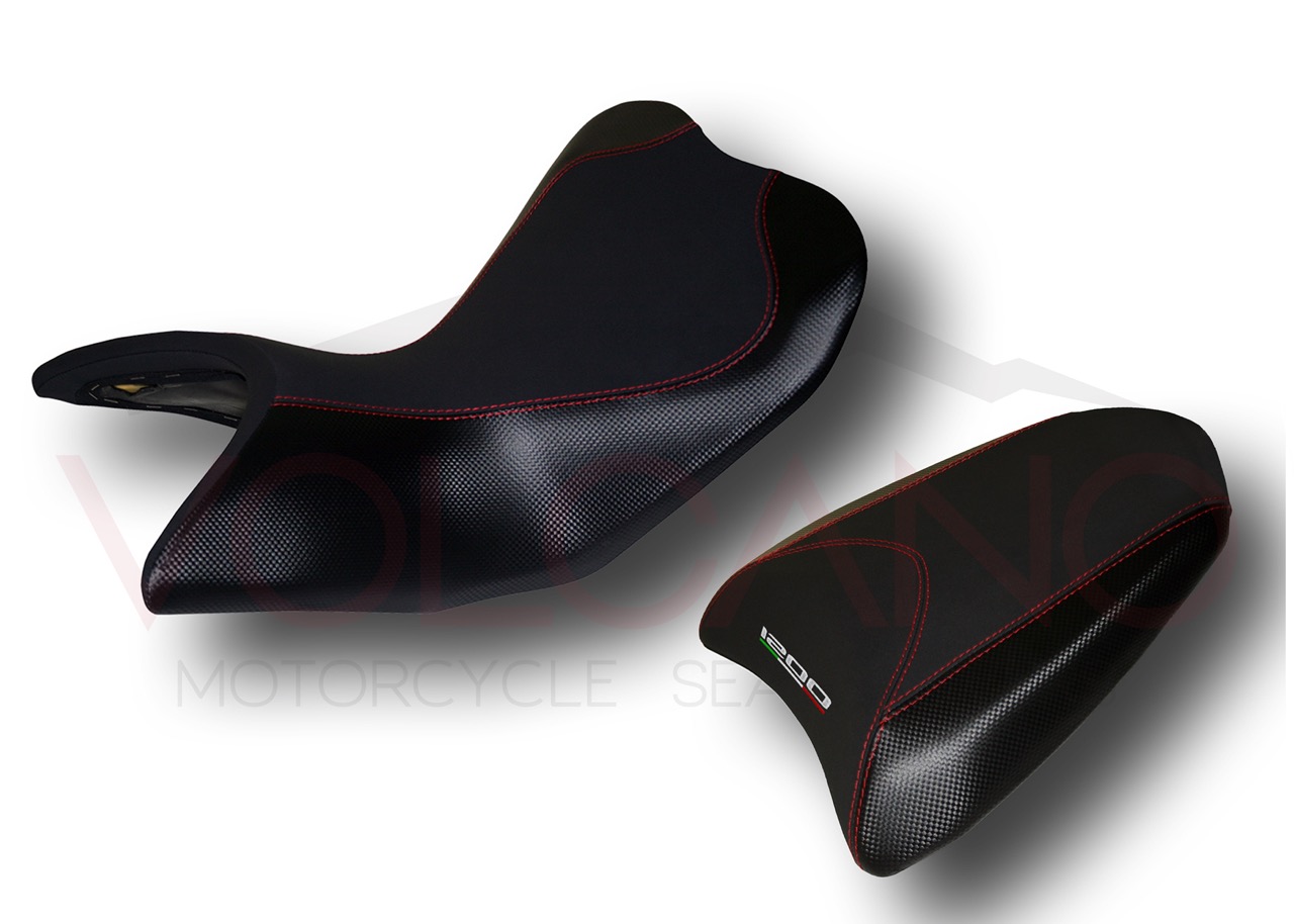 2013-2014 Seat Cover per Ducati MULTISTRADA 1200 nera con inserti carbon look