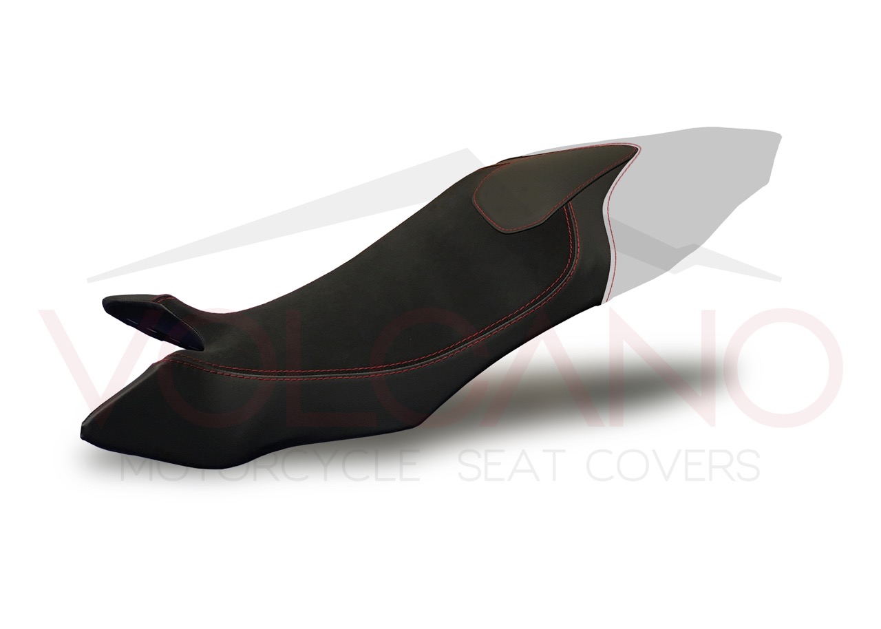 Seat Cover Mv Agusta BRUTALE nera con cuciture rosse e dettaglio bianco