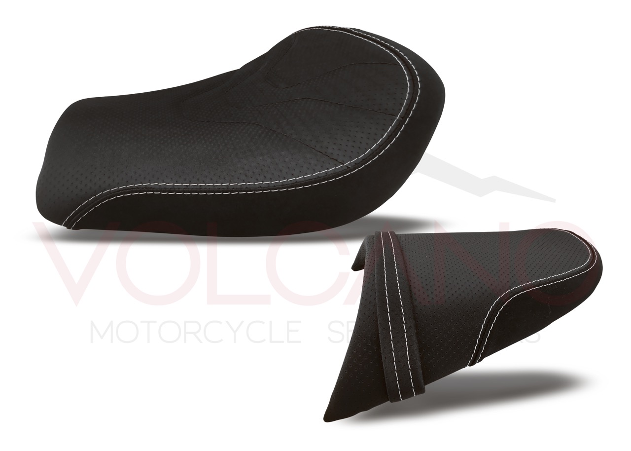 Rivestimento sella nero con cuciture bianche per Triumph Speed Triple 955