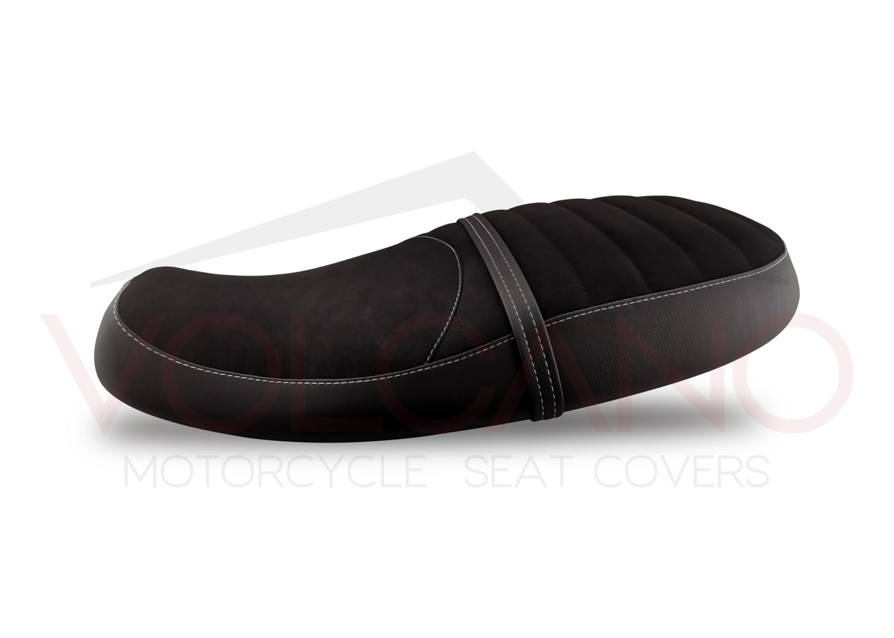 Rivestimento sella nero multi-texture con cuciture bianche per Triumph Bonneville