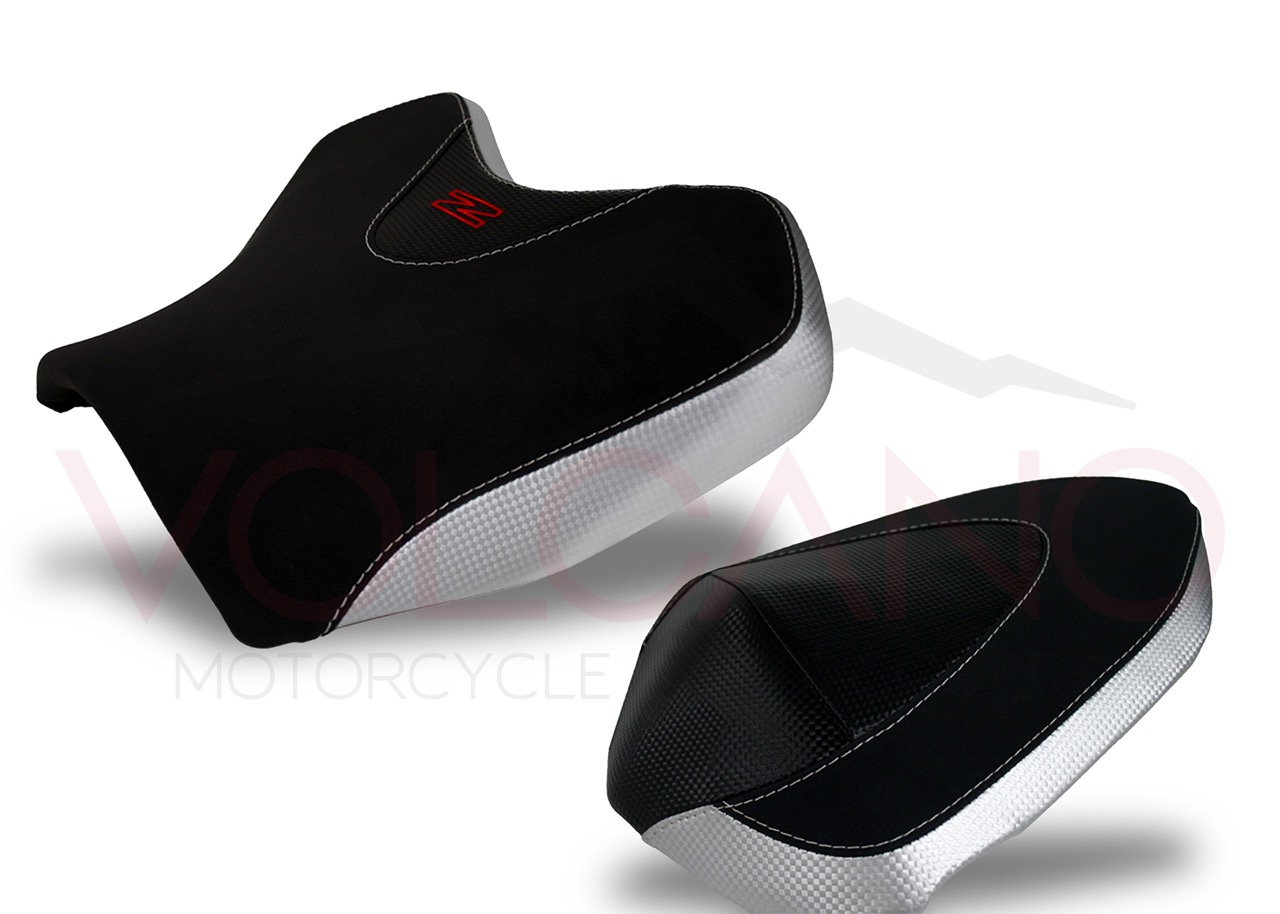Seat Cover Kawasaki Z 750 con logo Z rosso e inserti carbonio argento