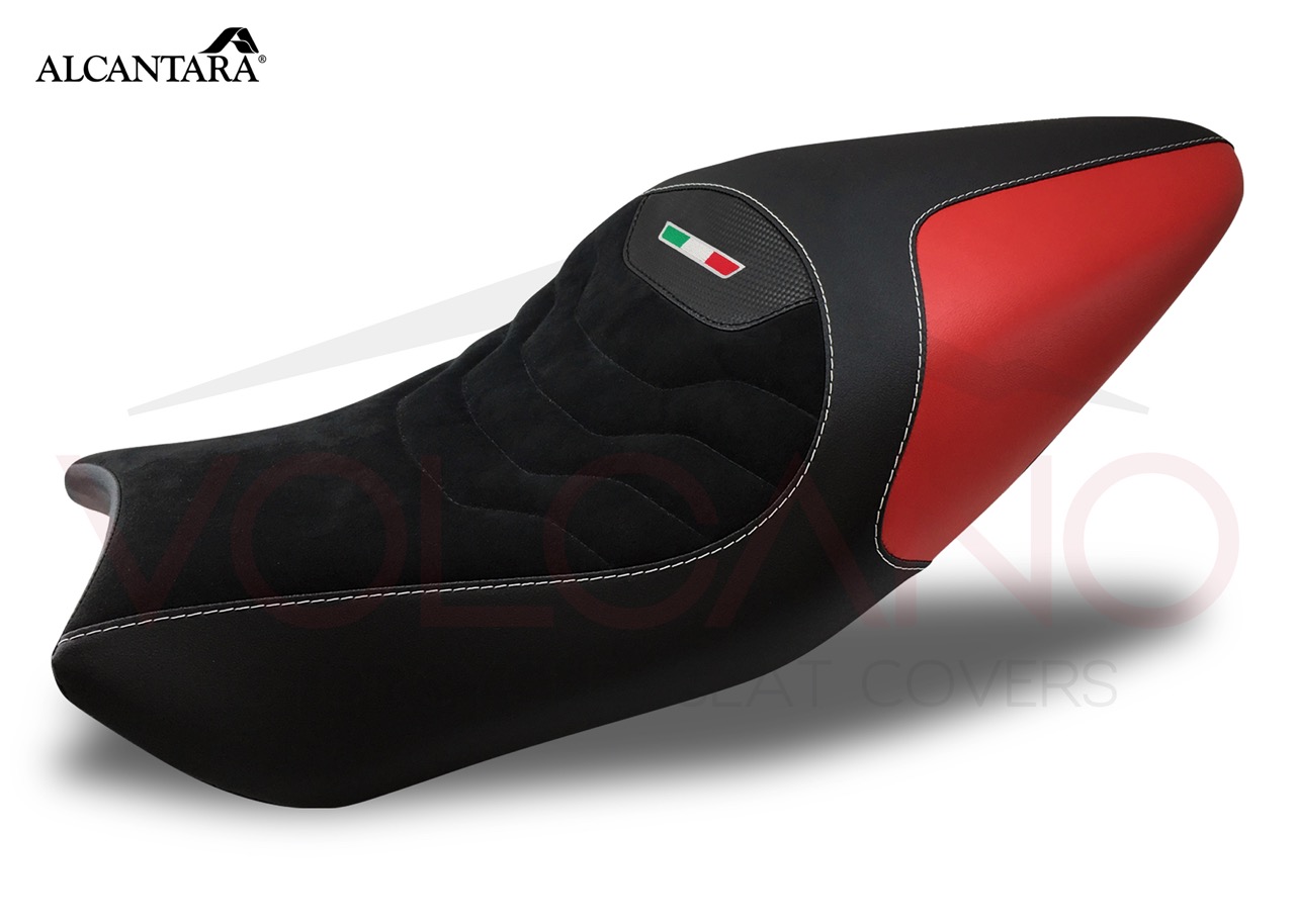 Seat Cover per Ducati MONSTER in Alcantara grigia e similpelle nera.
