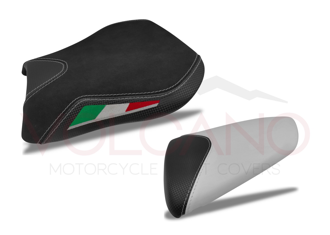 Rivestimento sella nero carbon look con tricolore per Aprilia RSV 1000 2004-2009