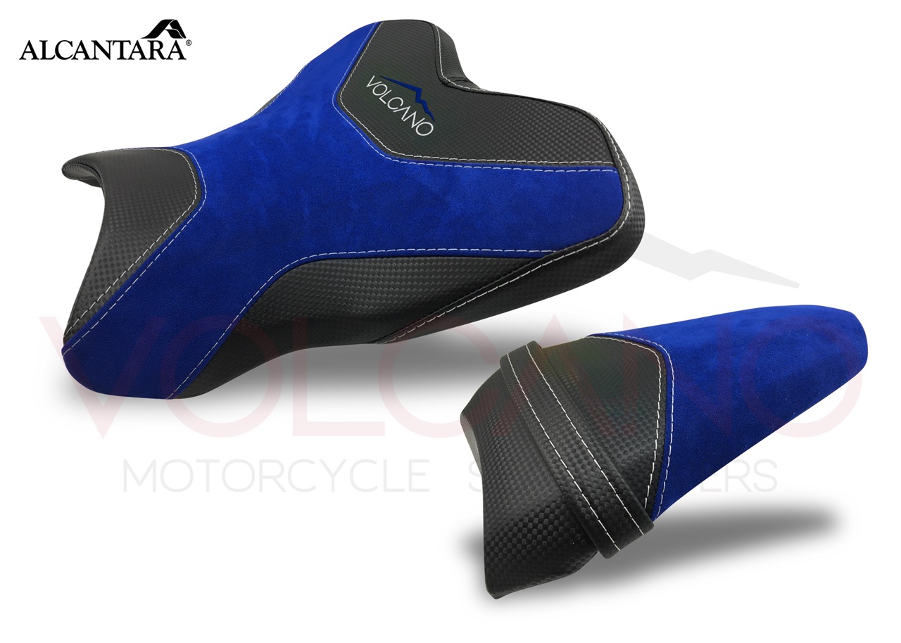 Seat Cover in Alcantara blu e carbonio per Yamaha YZF R1 / R1M