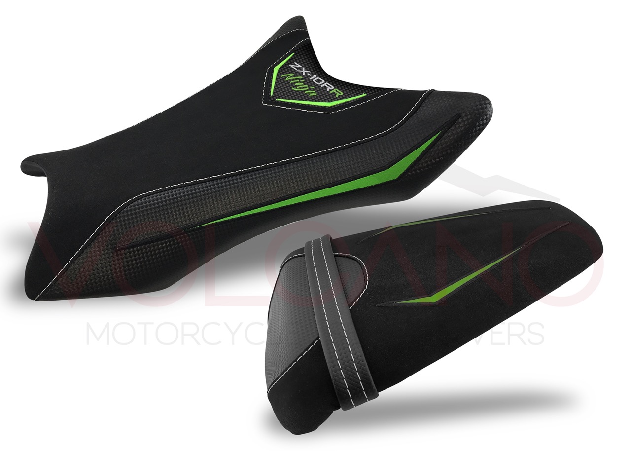 Seat Cover per Kawasaki NINJA ZX10R con trama carbonio e logo ricamato