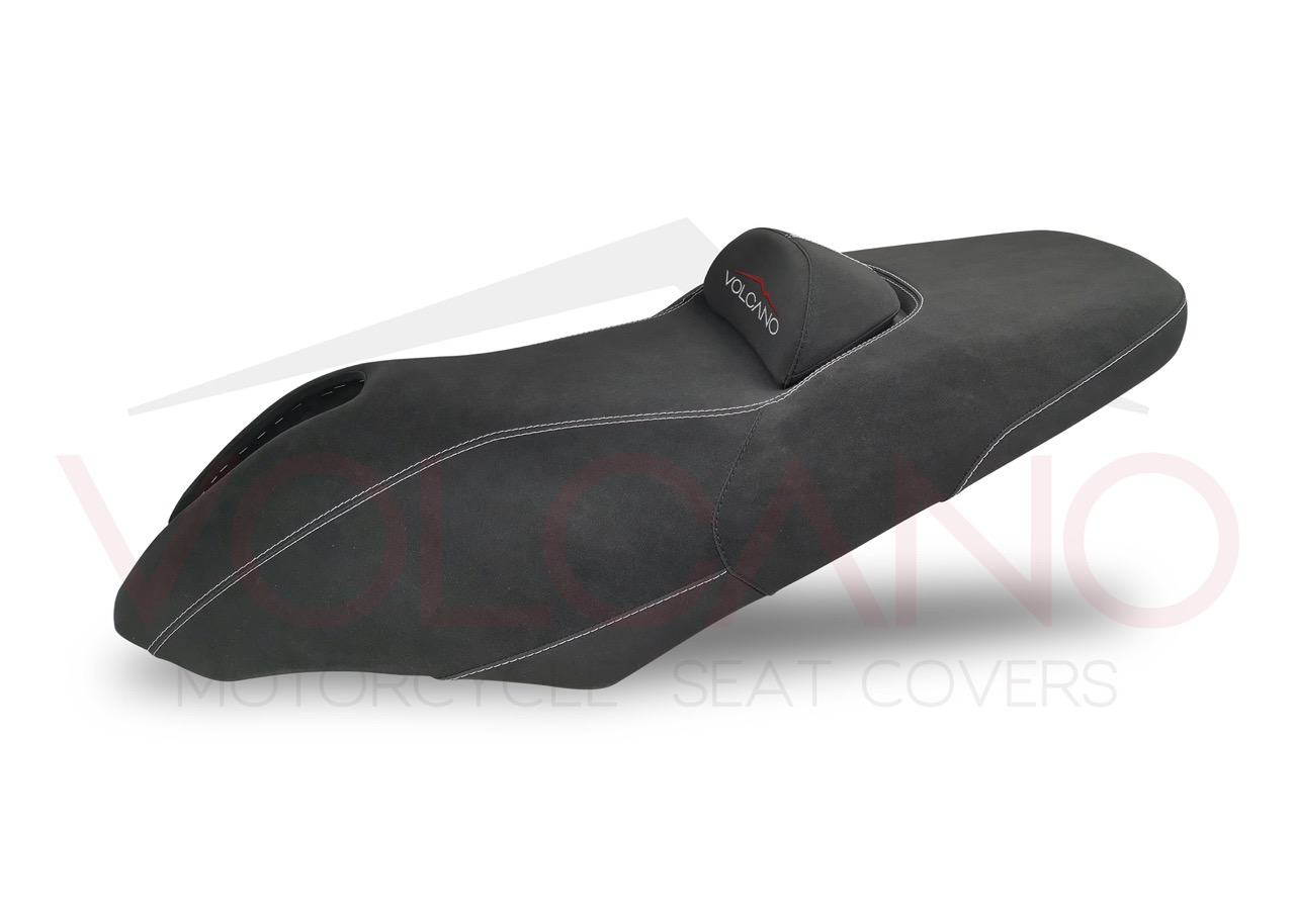 Seat Cover Volcano Industry nera con cuciture grigie per Yamaha T-MAX 2001-2007