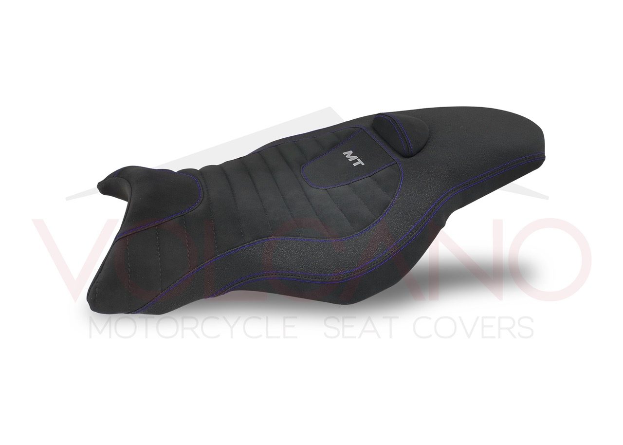 Rivestimento sella Volcano per Yamaha MT 10 con cuciture viola e logo ricamato