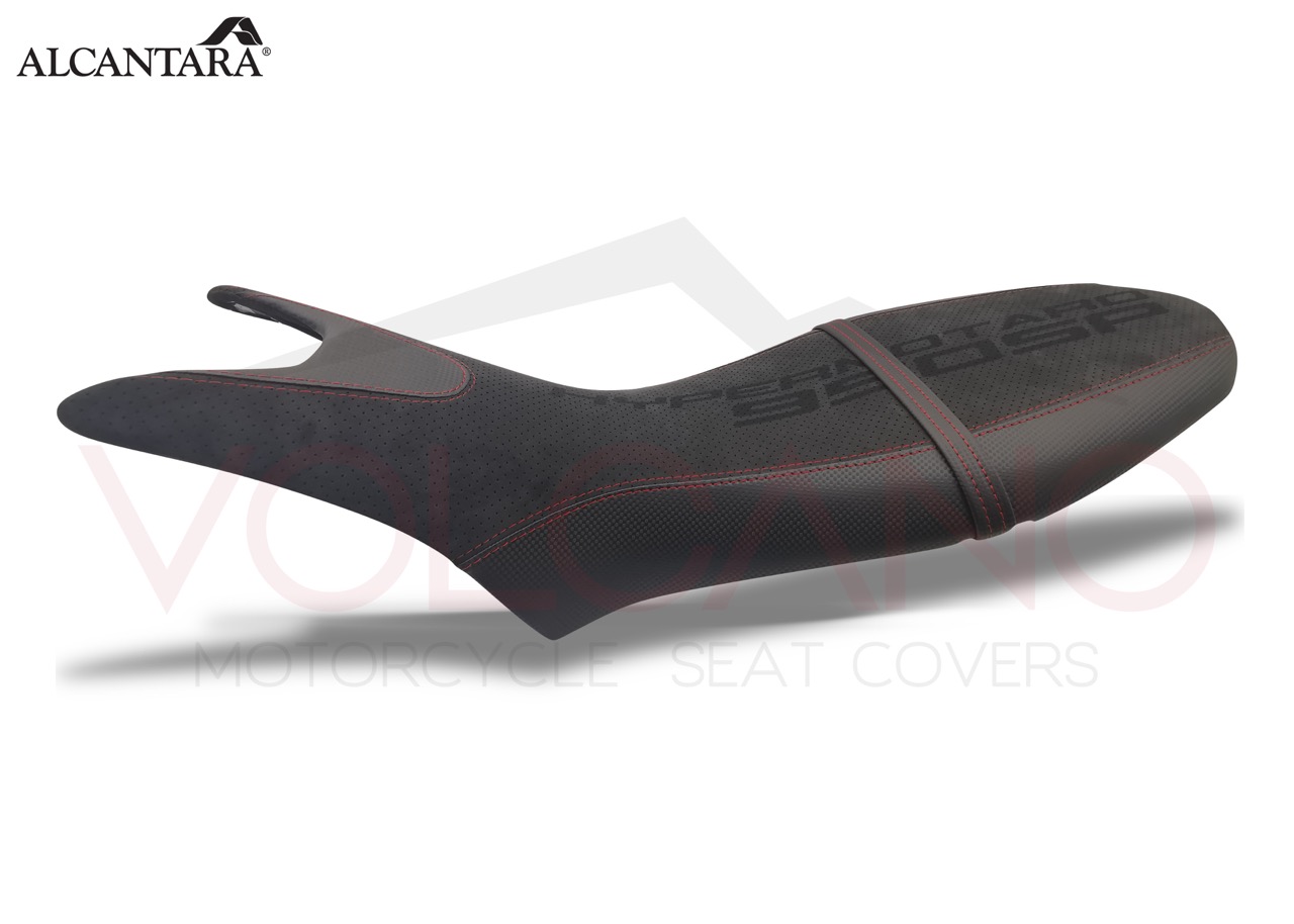 Seat Cover Ducati HYPERMOTARD 950 con trama carbon look e cuciture rosse