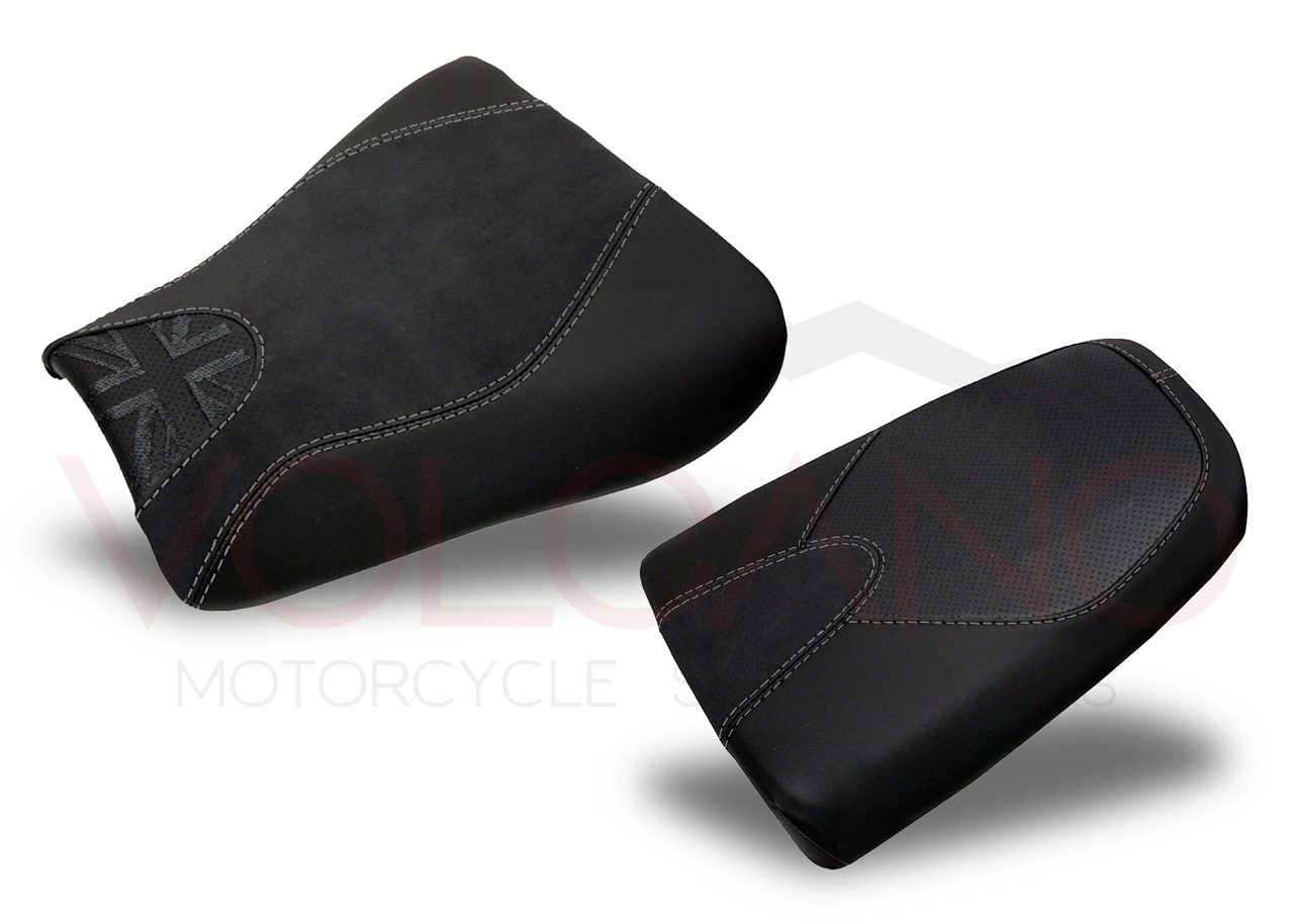 Dettaglio rivestimento sella perforato nero per Triumph Speed Triple 955i