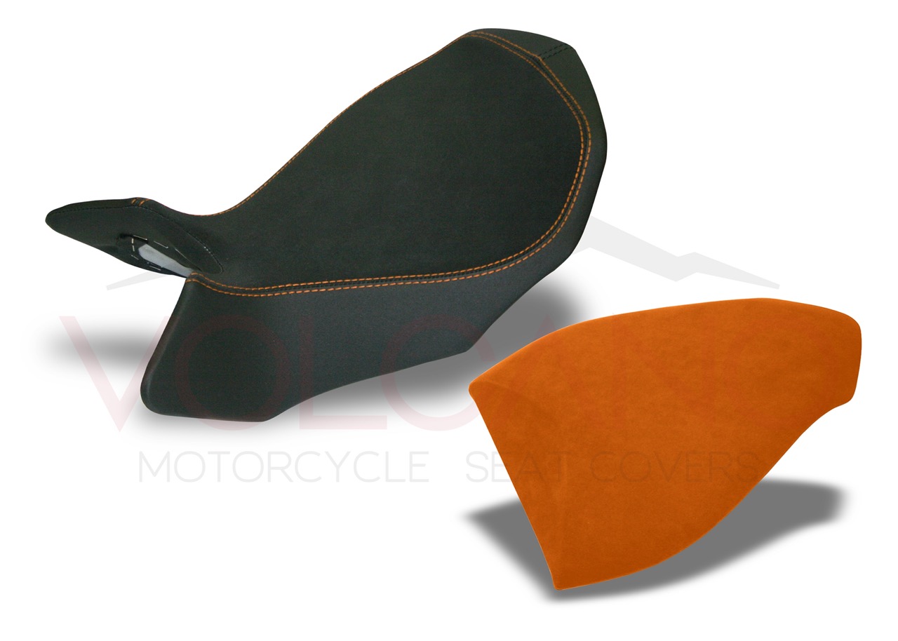 Seat Cover Mv Agusta BRUTALE pilota nera e passeggero arancione.