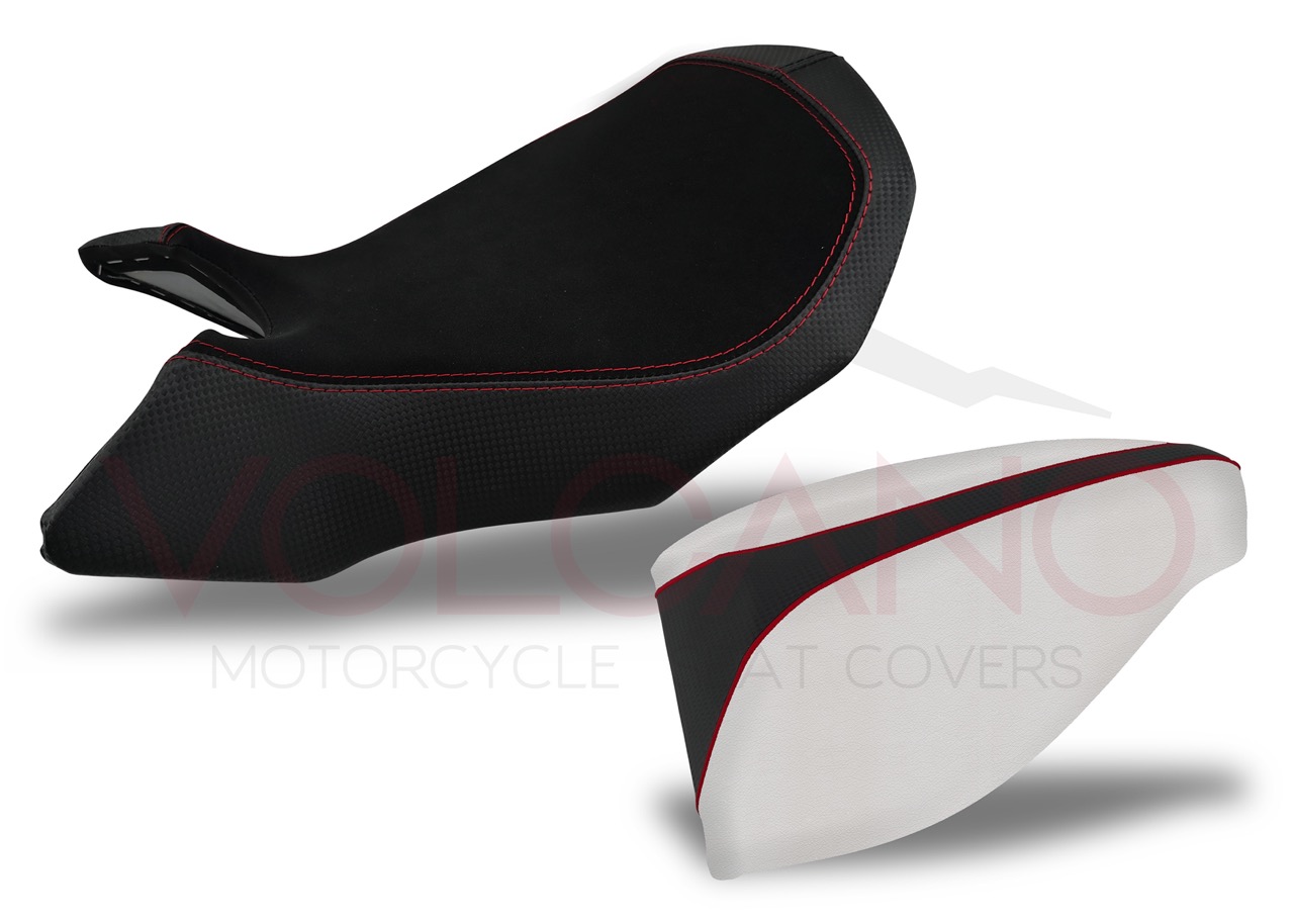 Seat Cover Mv Agusta BRUTALE kit pilota nero e passeggero bianco carbon look