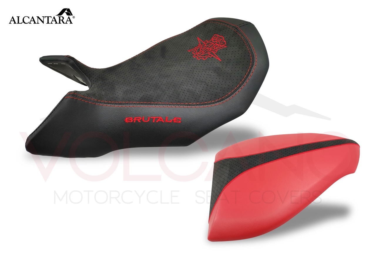 Seat Cover per Mv Agusta Brutale in Alcantara nera e cuciture rosse