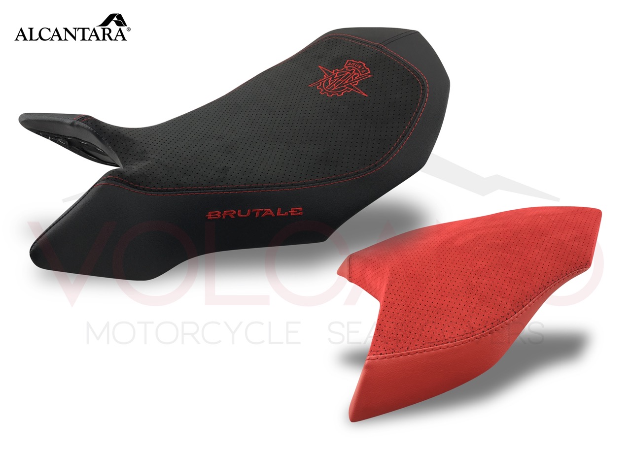 Seat Cover Mv Agusta BRUTALE nera e rossa in Alcantara